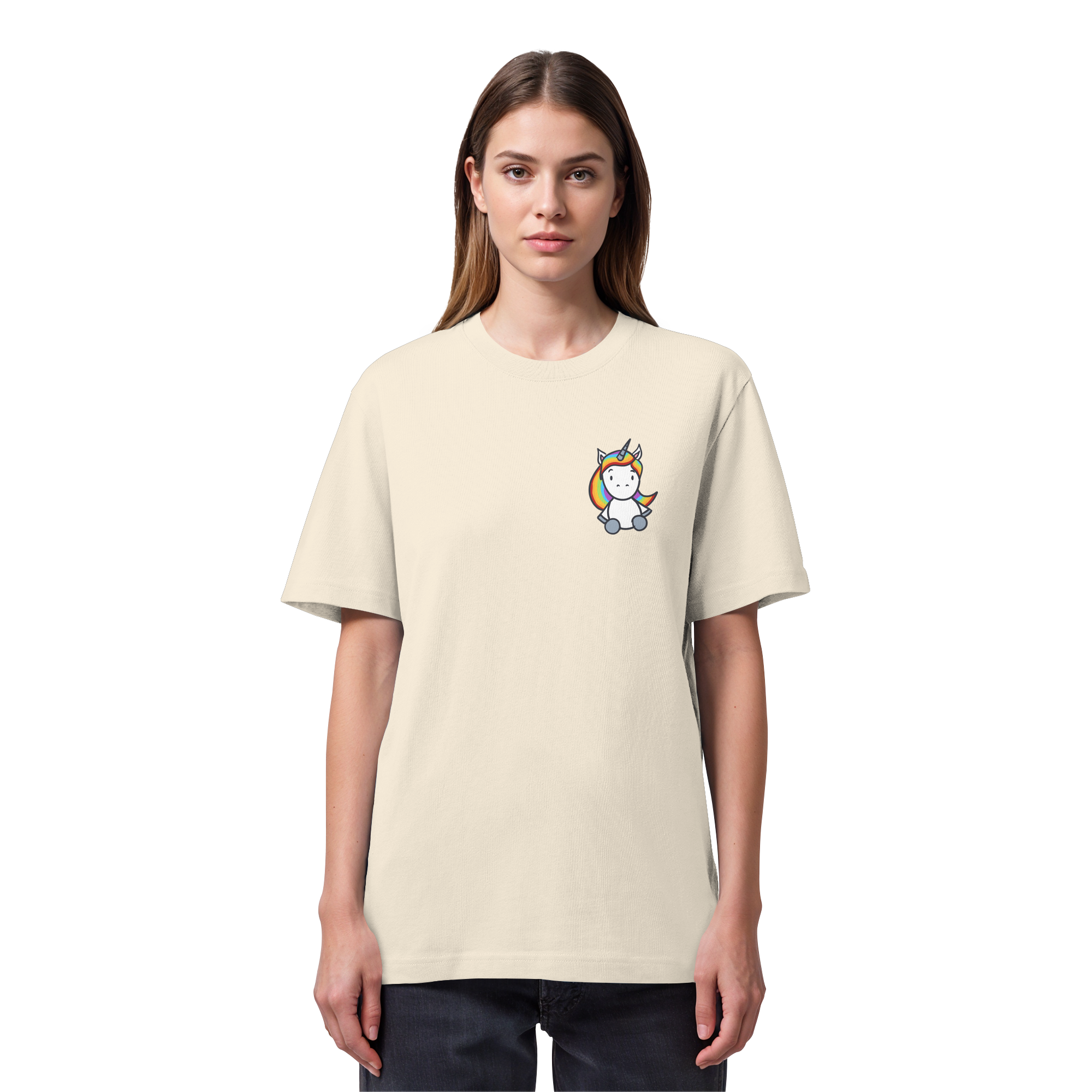 Einhorn mit Regenbogen Haaren - Organic Heavy T-Shirt