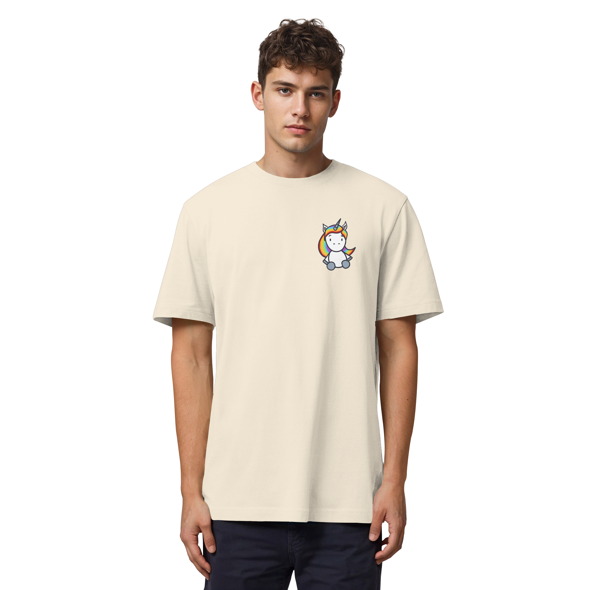 Einhorn mit Regenbogen Haaren - Organic Heavy T-Shirt