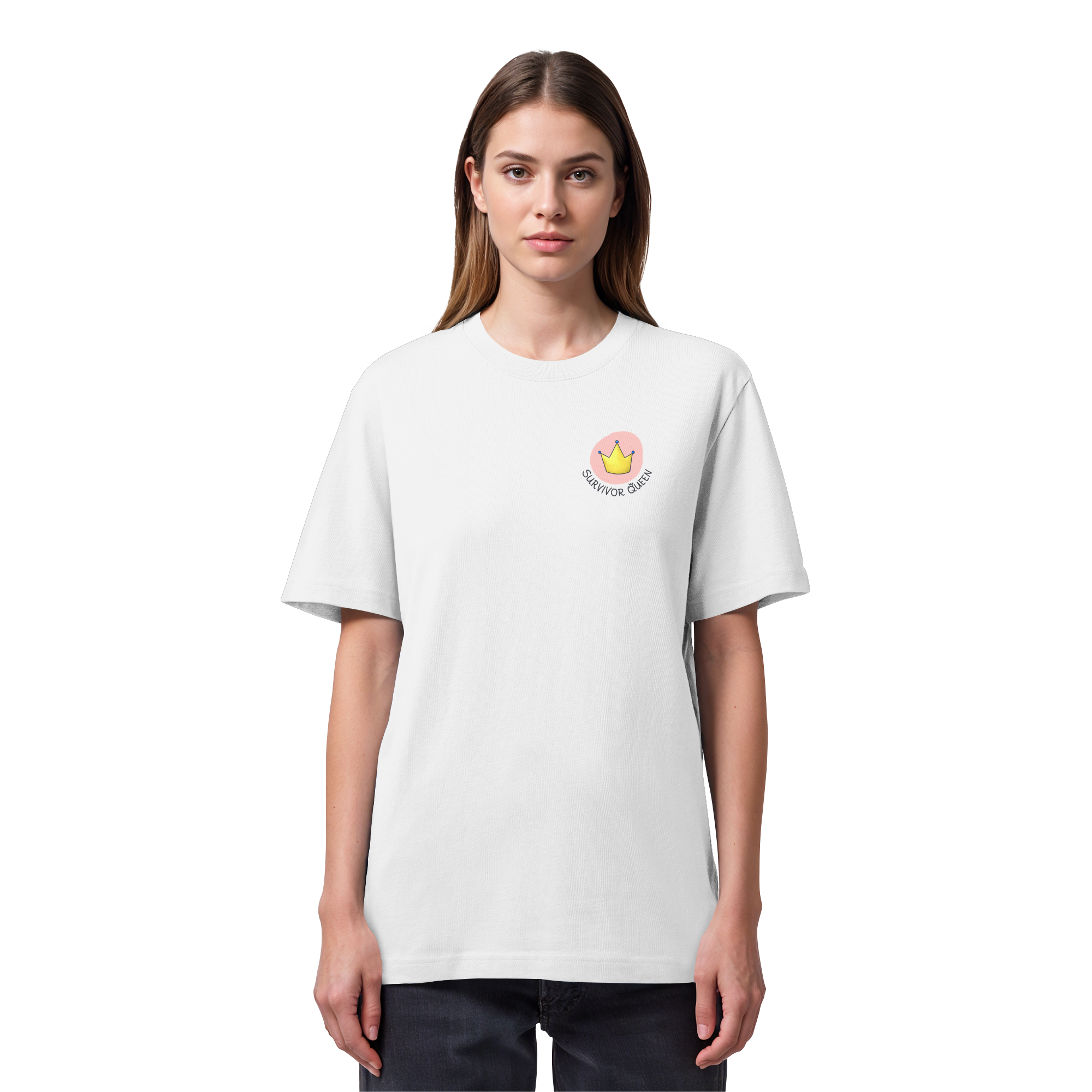 Survivor Queens Logo "Schriftzug Edition" Brustprint (hell) - Organic Heavy T-Shirt