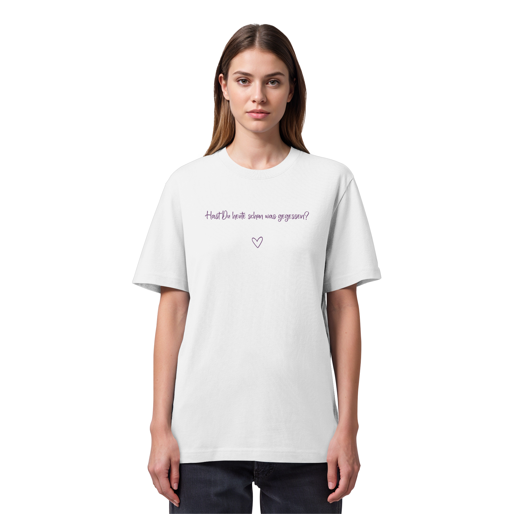 Hast Du heute schon was gegessen? "Lila Herz Edition" - Organic Heavy T-Shirt