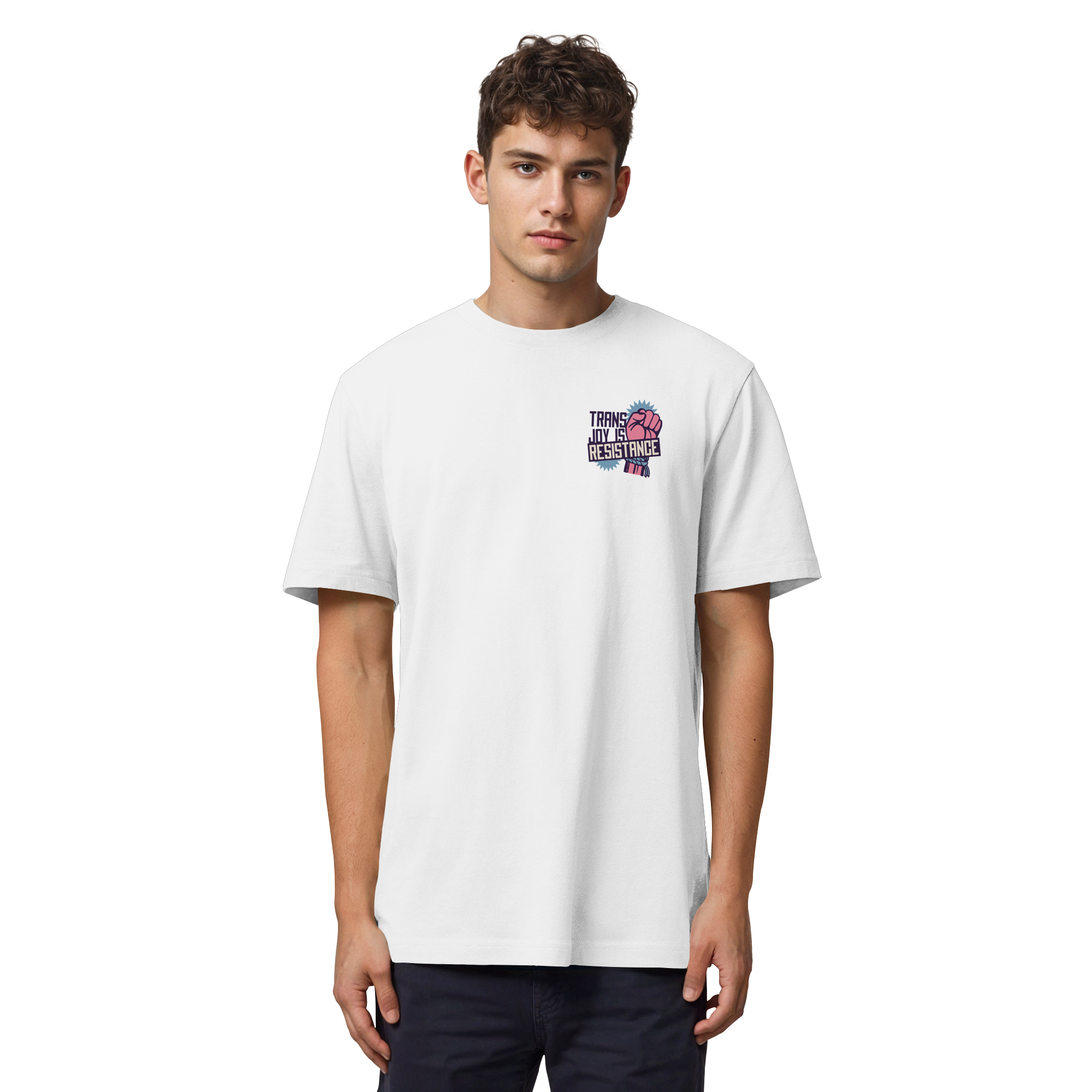 Trans Joy Is Resistance "Raised Fist Edition" - Organic Heavy T-Shirt