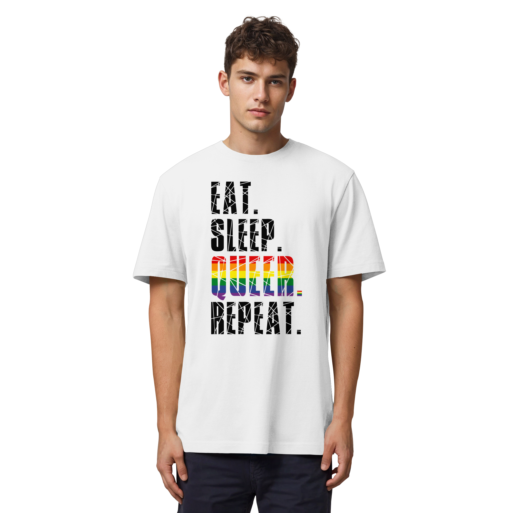 EAT. SLEEP. QUEER. REPEAT. - Organic Heavy T-Shirt