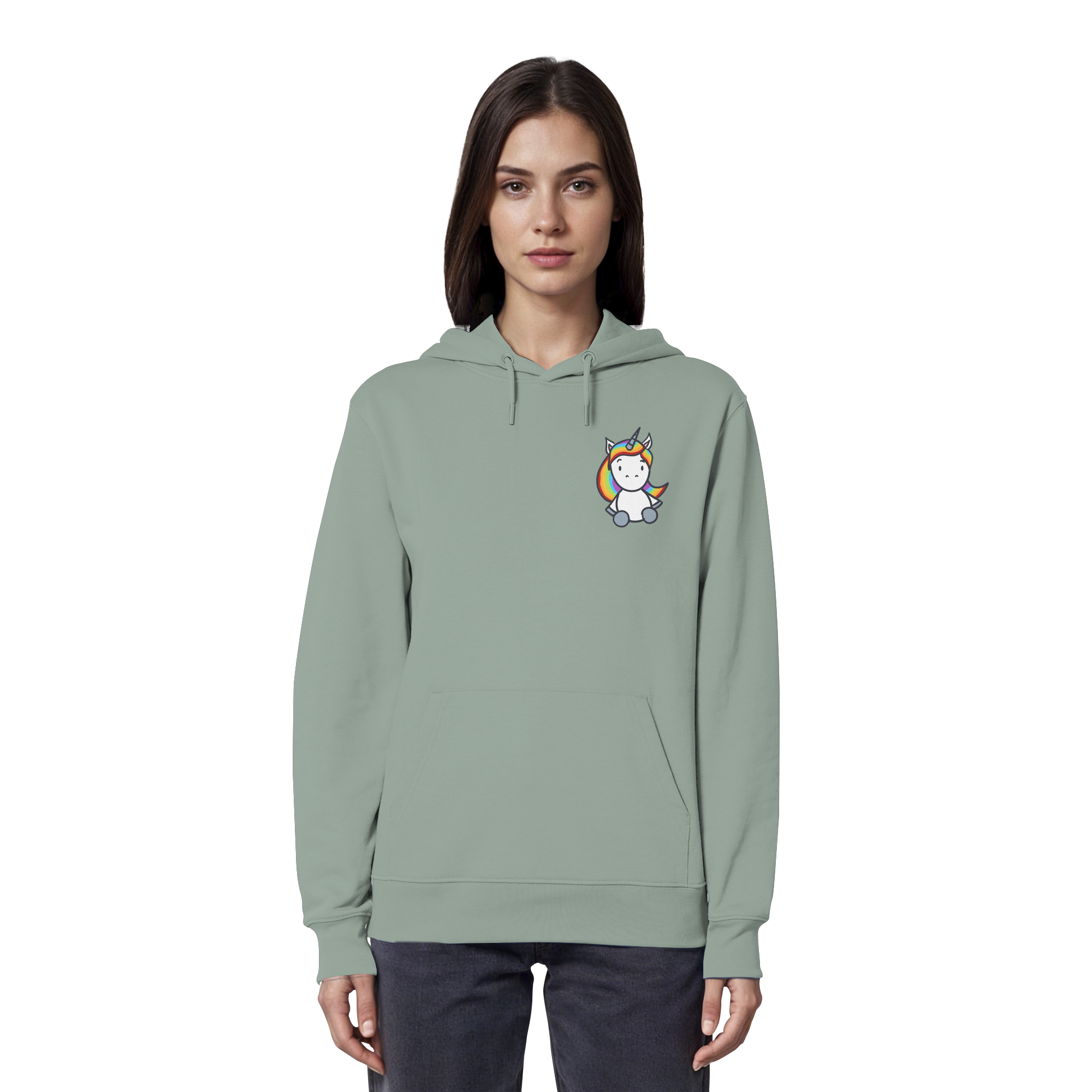 Schwarz Weiß wird Regenbogen Farben Backprint (hell) - Organic Hoodie