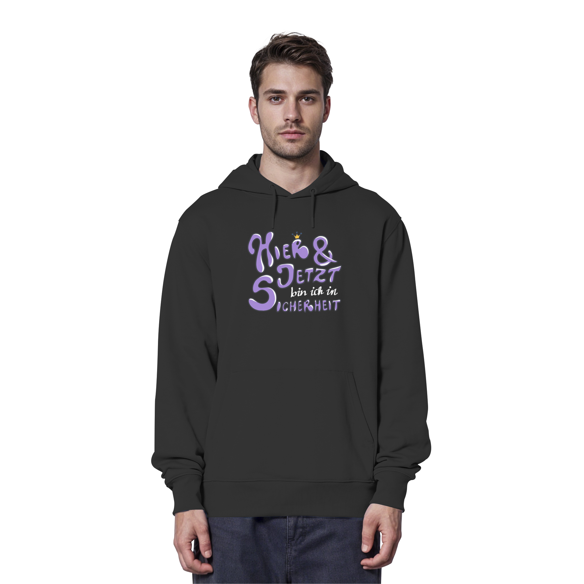 Hier und jetzt bin ich in Sicherheit "Lila Edition" - Organic Hoodie