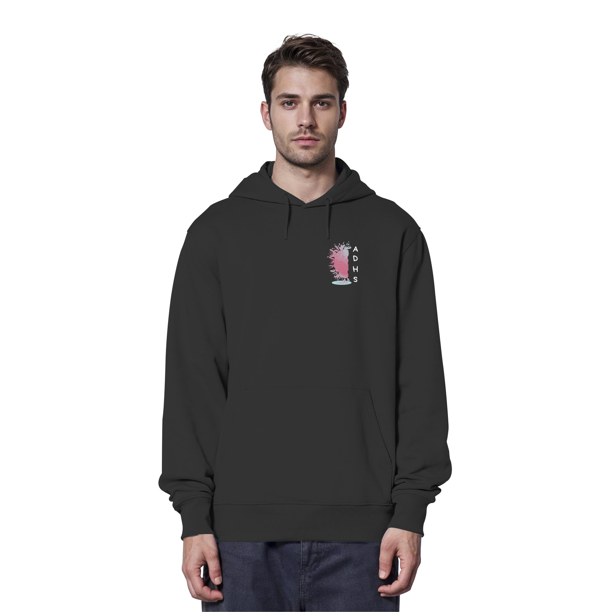 ADHS Aktiv Direkt Humorvoll Sozial Backprint - Organic Hoodie