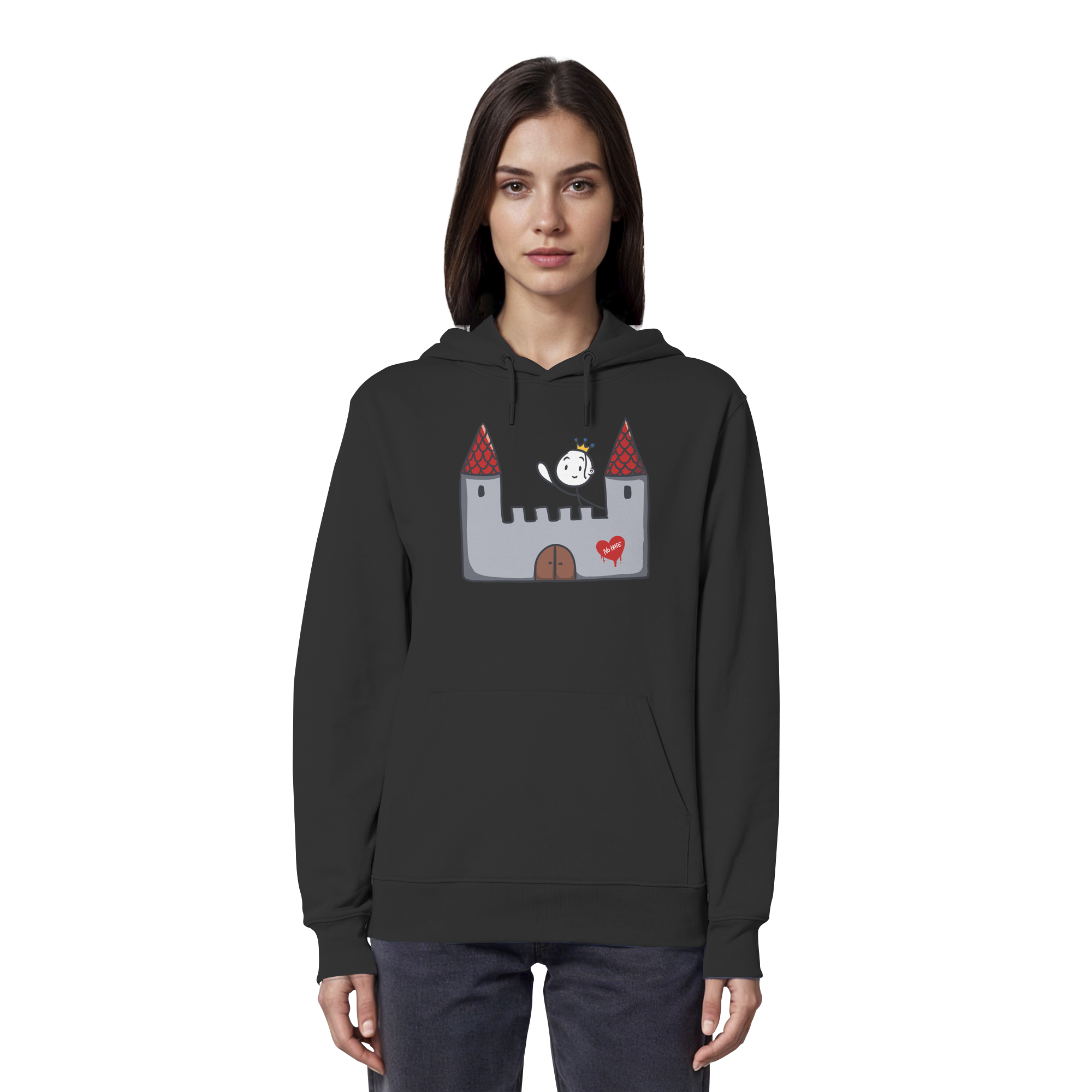 Seelenmännchen "Schloss Edition" Frontprint (dunkel) - Organic Hoodie