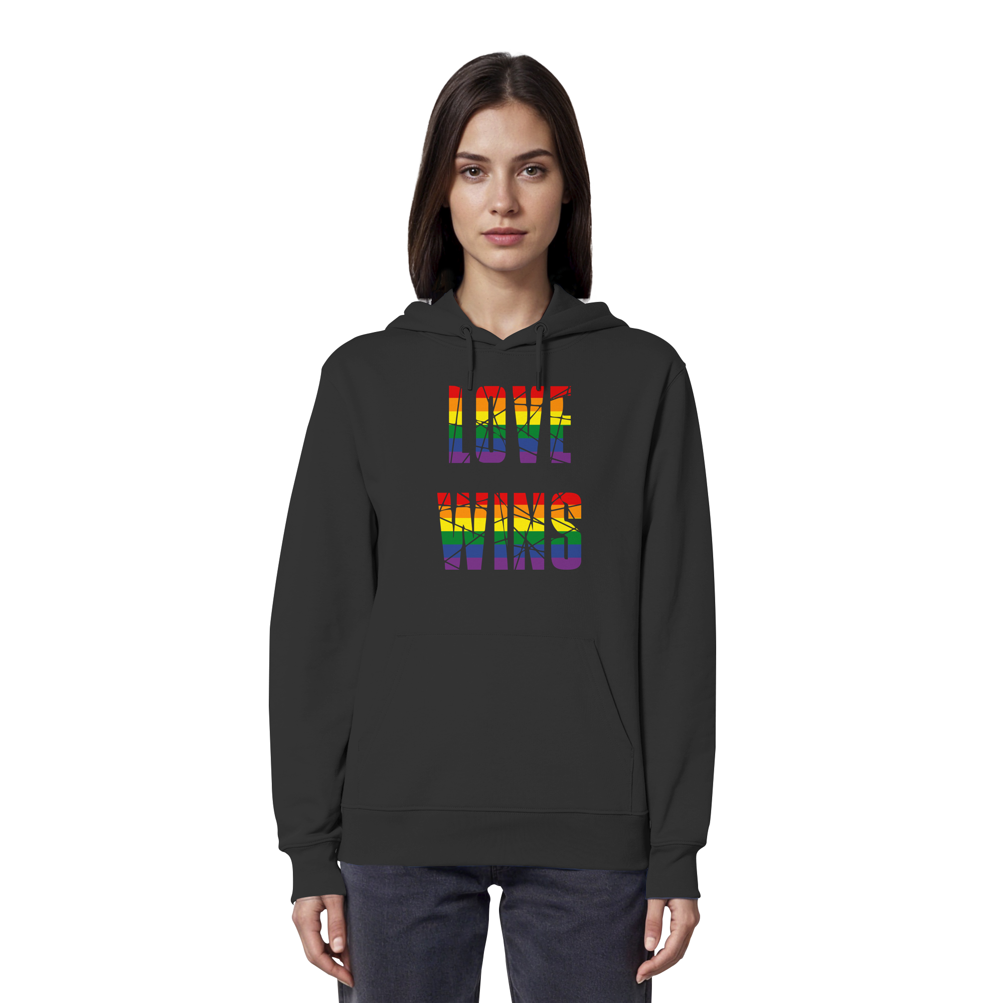 LOVE WINS in Regenbogen-Farben - Organic Hoodie
