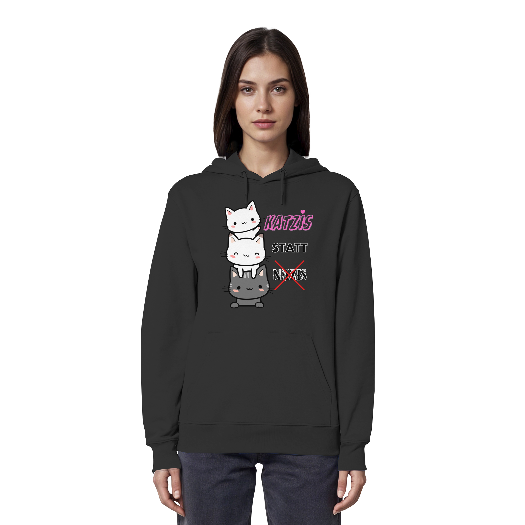 Katzis statt Nazis - Organic Hoodie