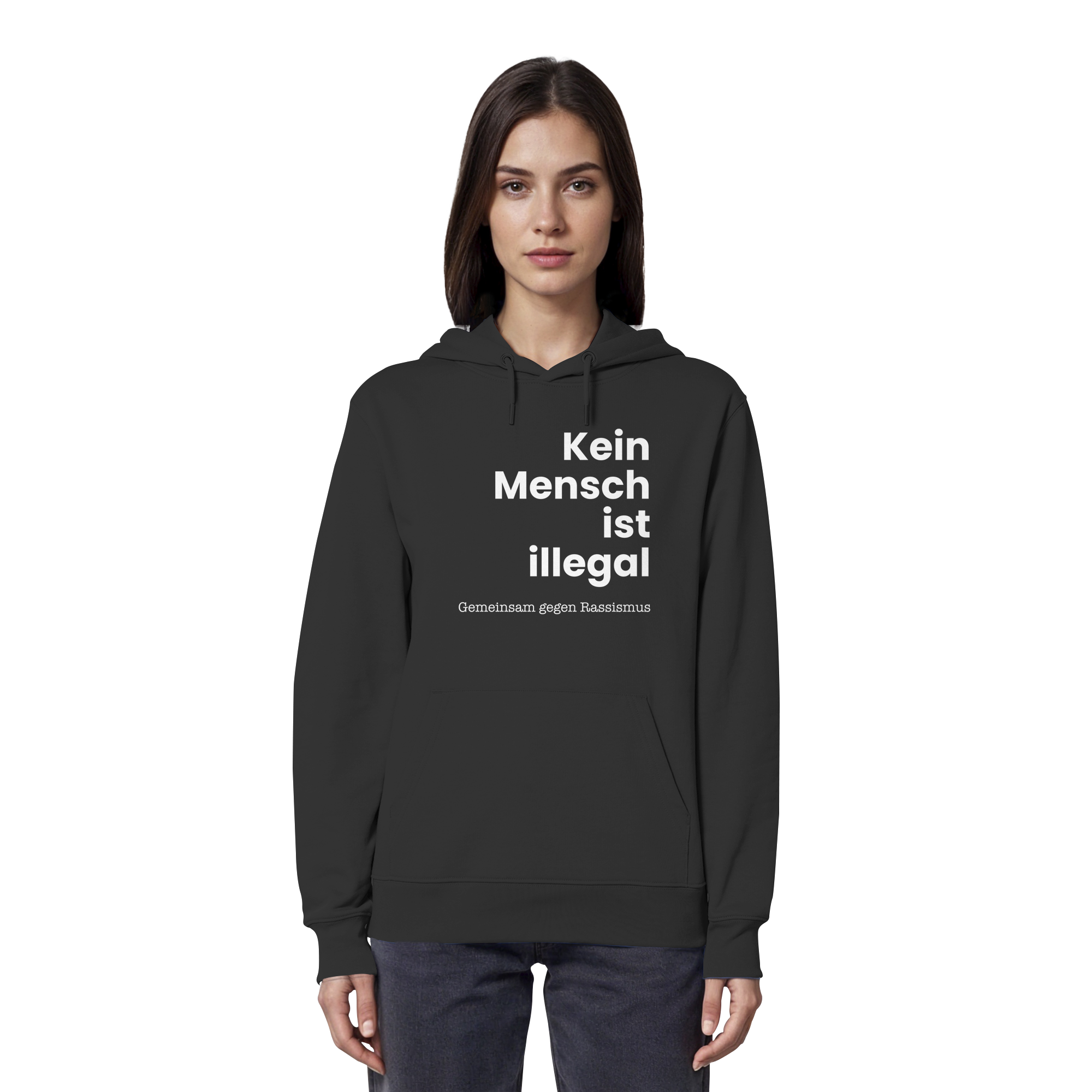 Kein Mensch ist illegal "Gemeinsam gegen Rassismus Edition" Frontprint - Organic Hoodie