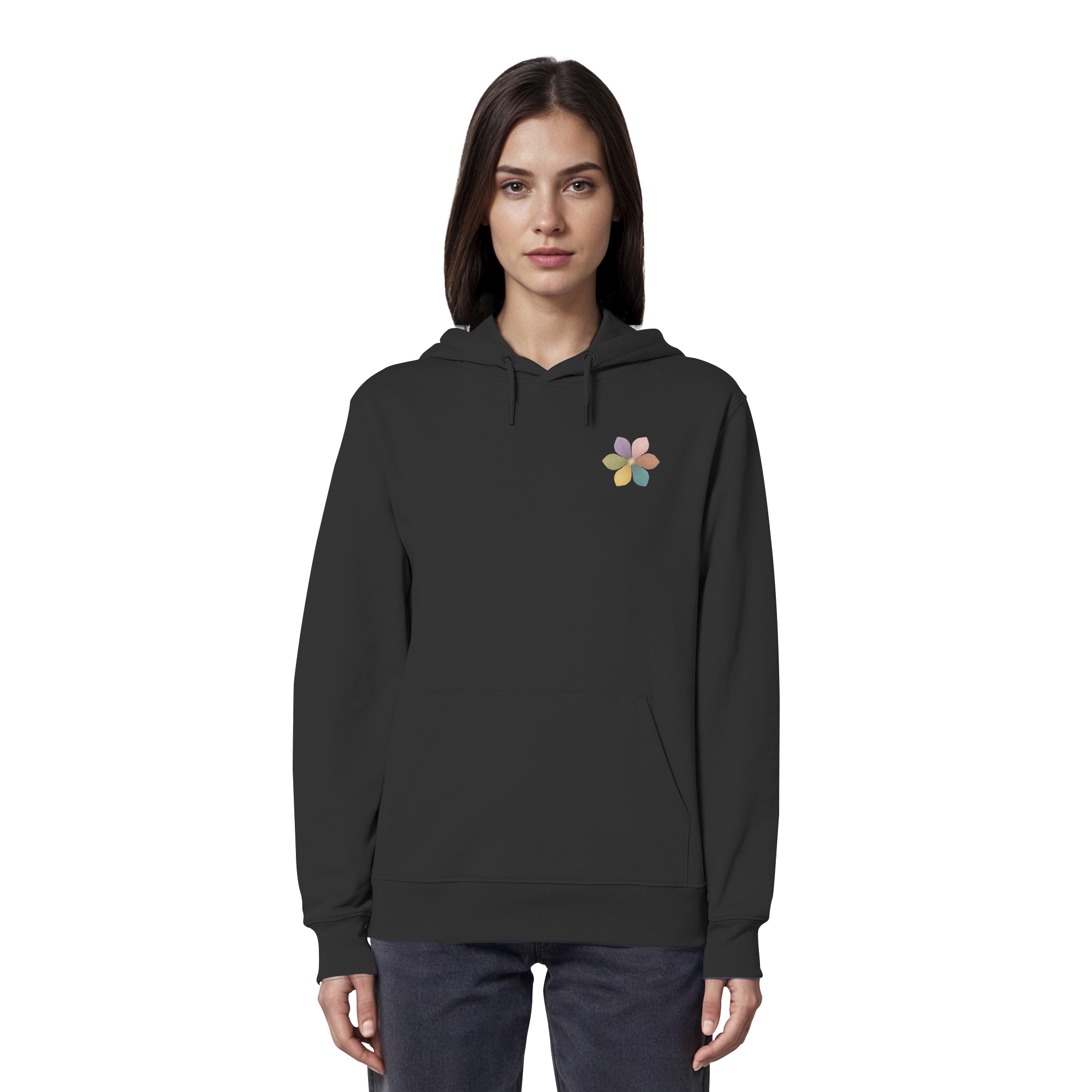 Einatmen Ausatmen "Achtsamkeitsblüte Edition" Backprint - Organic Hoodie