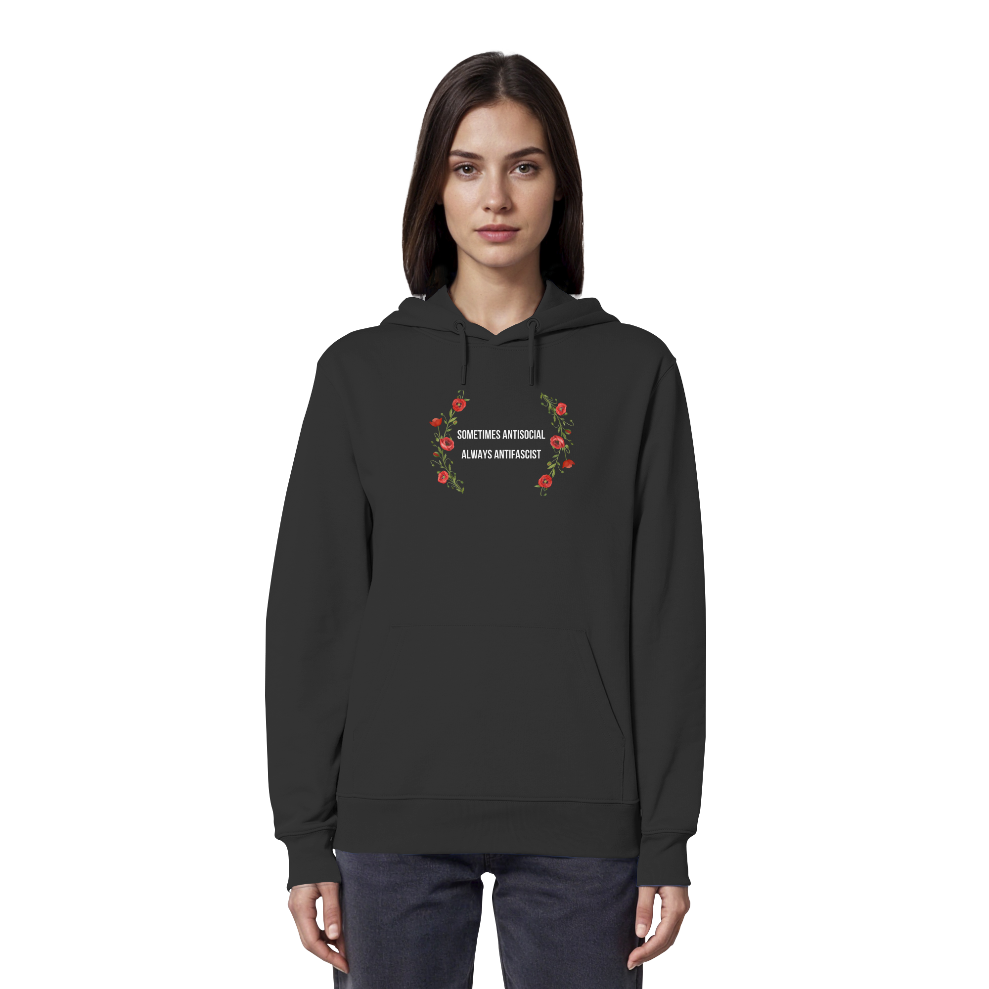 Sometimes Antisocial Always Antifascist - Organic Hoodie