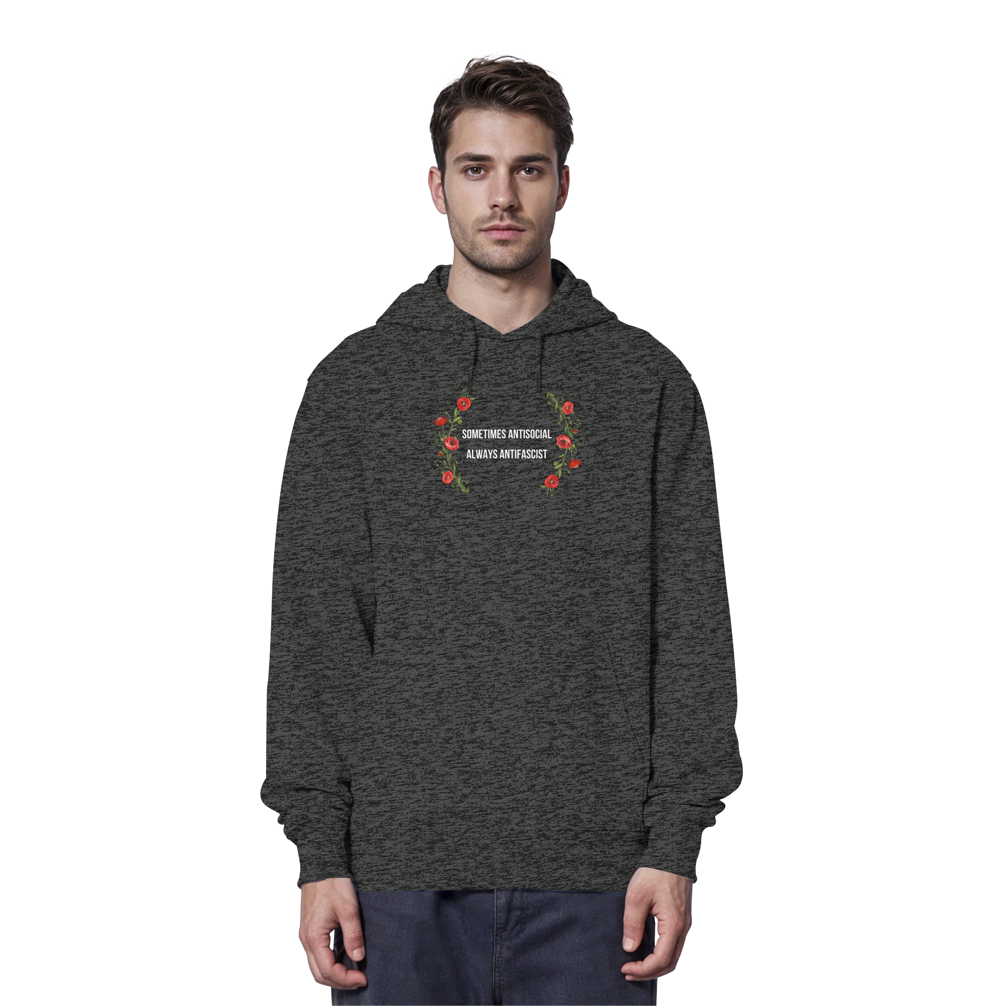 Sometimes Antisocial Always Antifascist - Organic Hoodie
