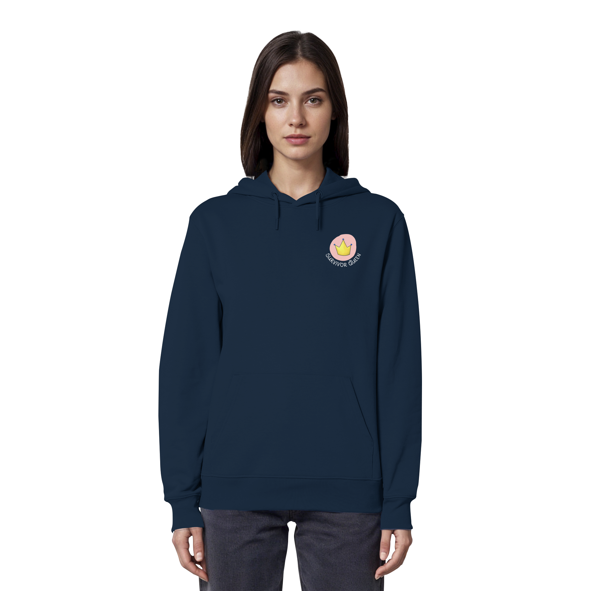 Survivor Queens Logo "Schriftzug Edition" Brustprint (dunkel) - Organic Hoodie