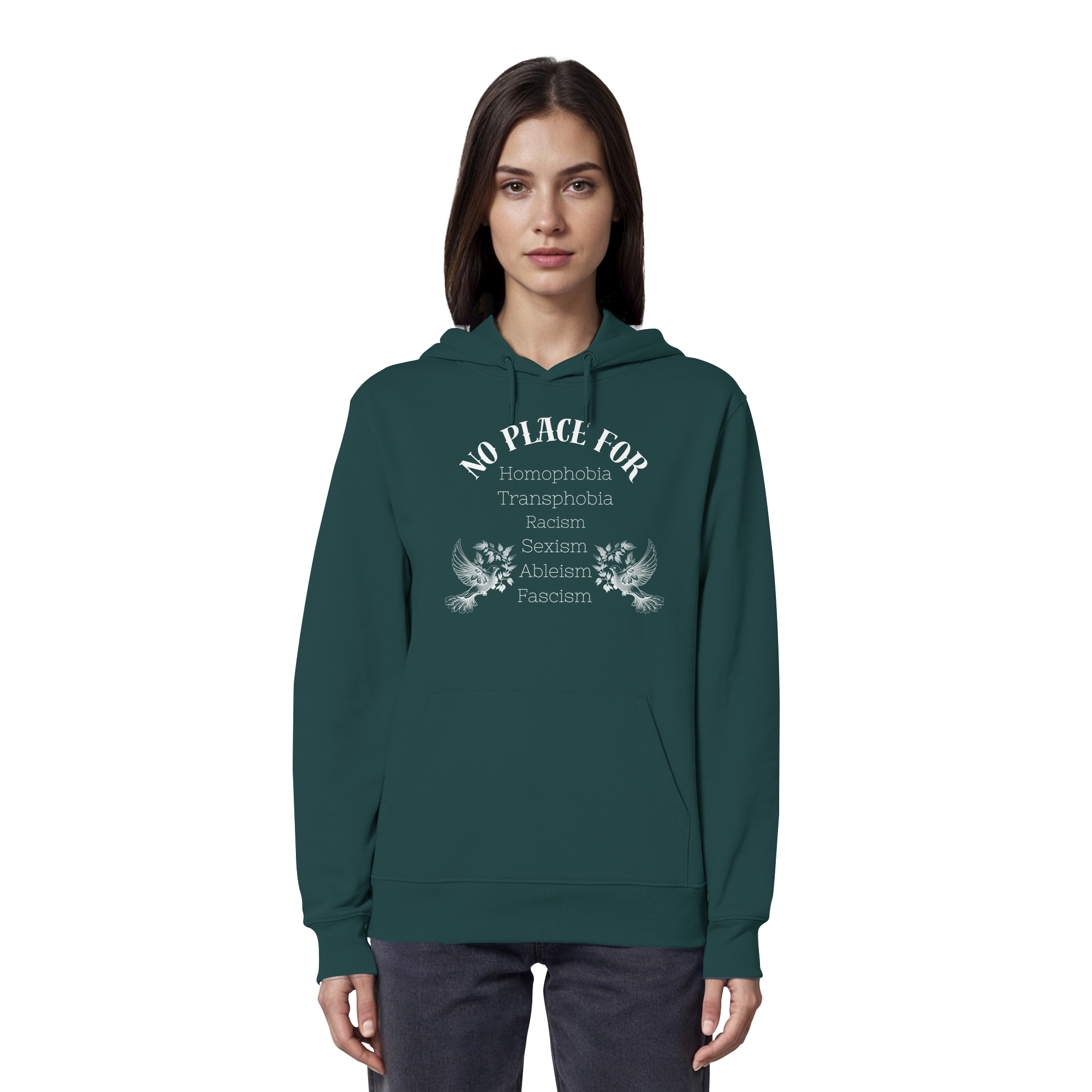 No Place For (weiße Schrift) - Organic Hoodie