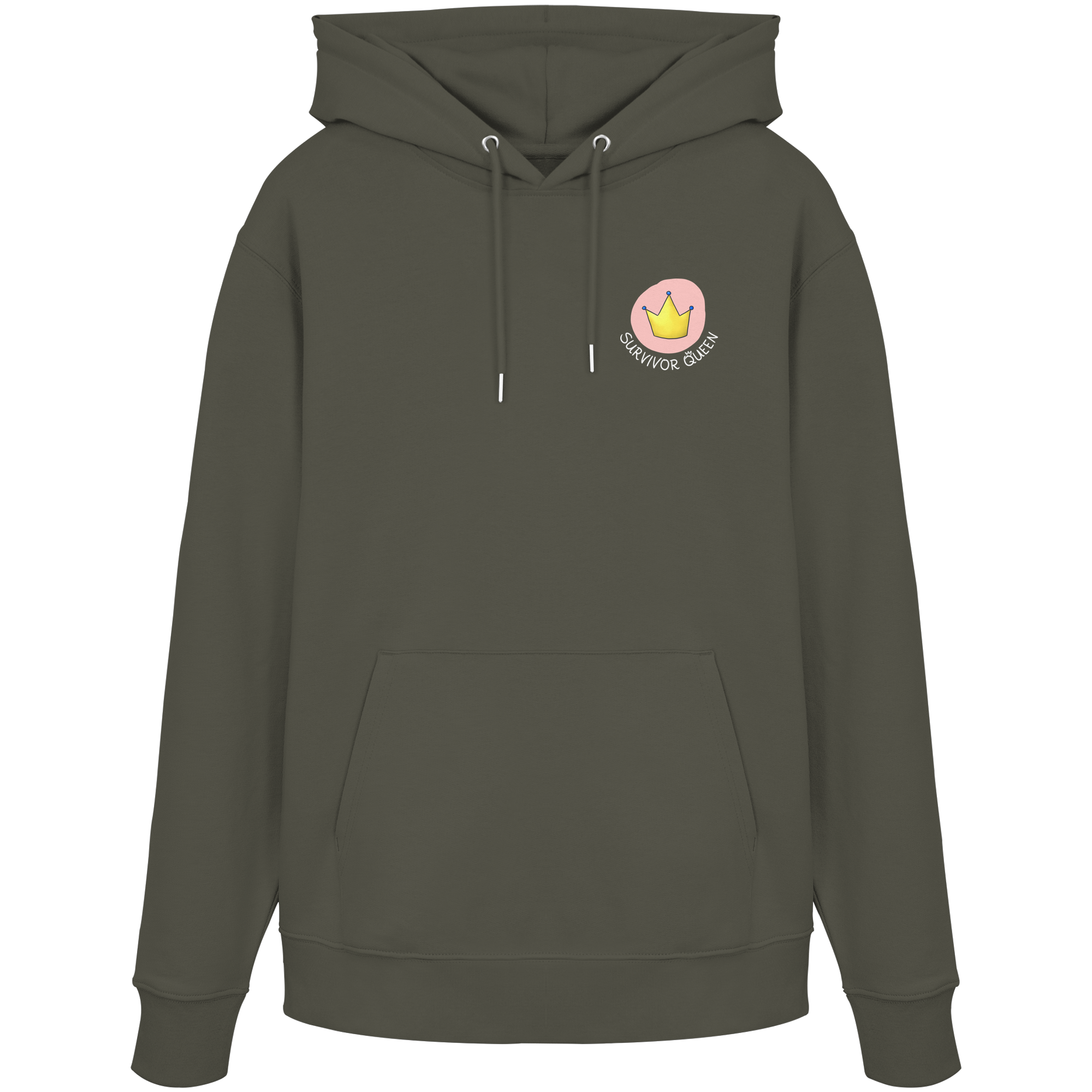Survivor Queens Logo "Schriftzug Edition" Brustprint (dunkel) - Organic Hoodie