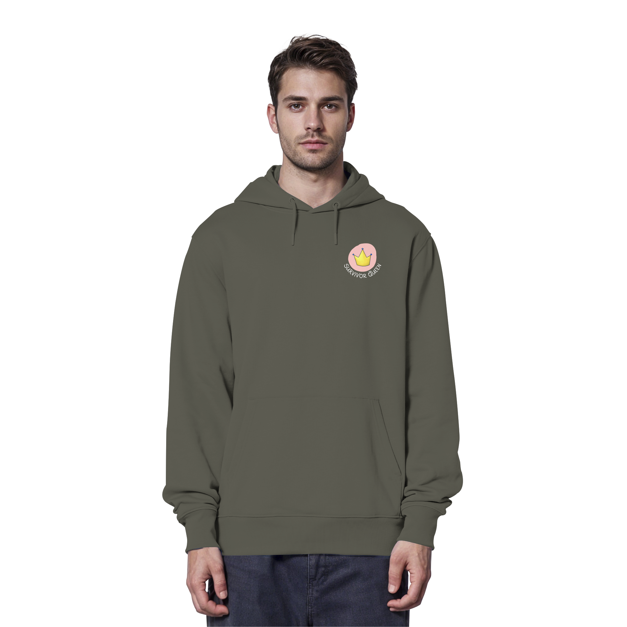 Survivor Queens Logo "Schriftzug Edition" Brustprint (dunkel) - Organic Hoodie