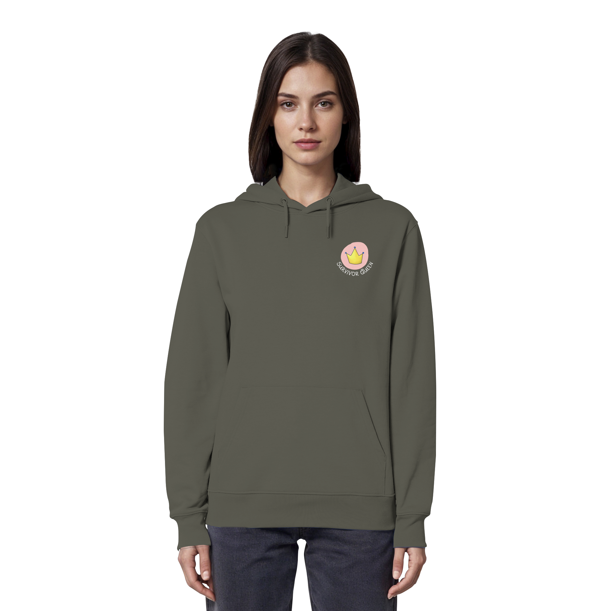 Survivor Queens Logo "Schriftzug Edition" Brustprint (dunkel) - Organic Hoodie