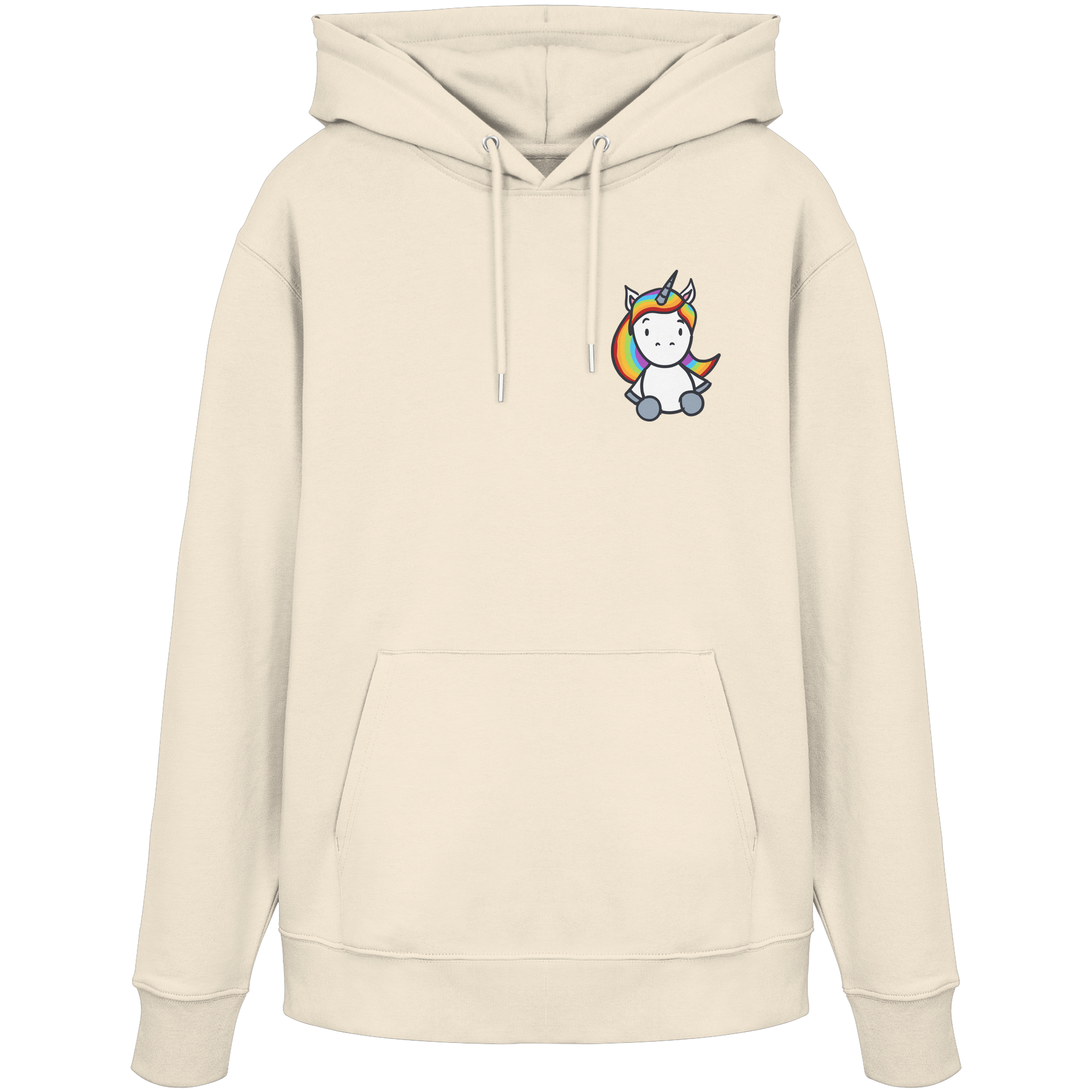 Schwarz Weiß wird Regenbogen Farben Backprint (hell) - Organic Hoodie