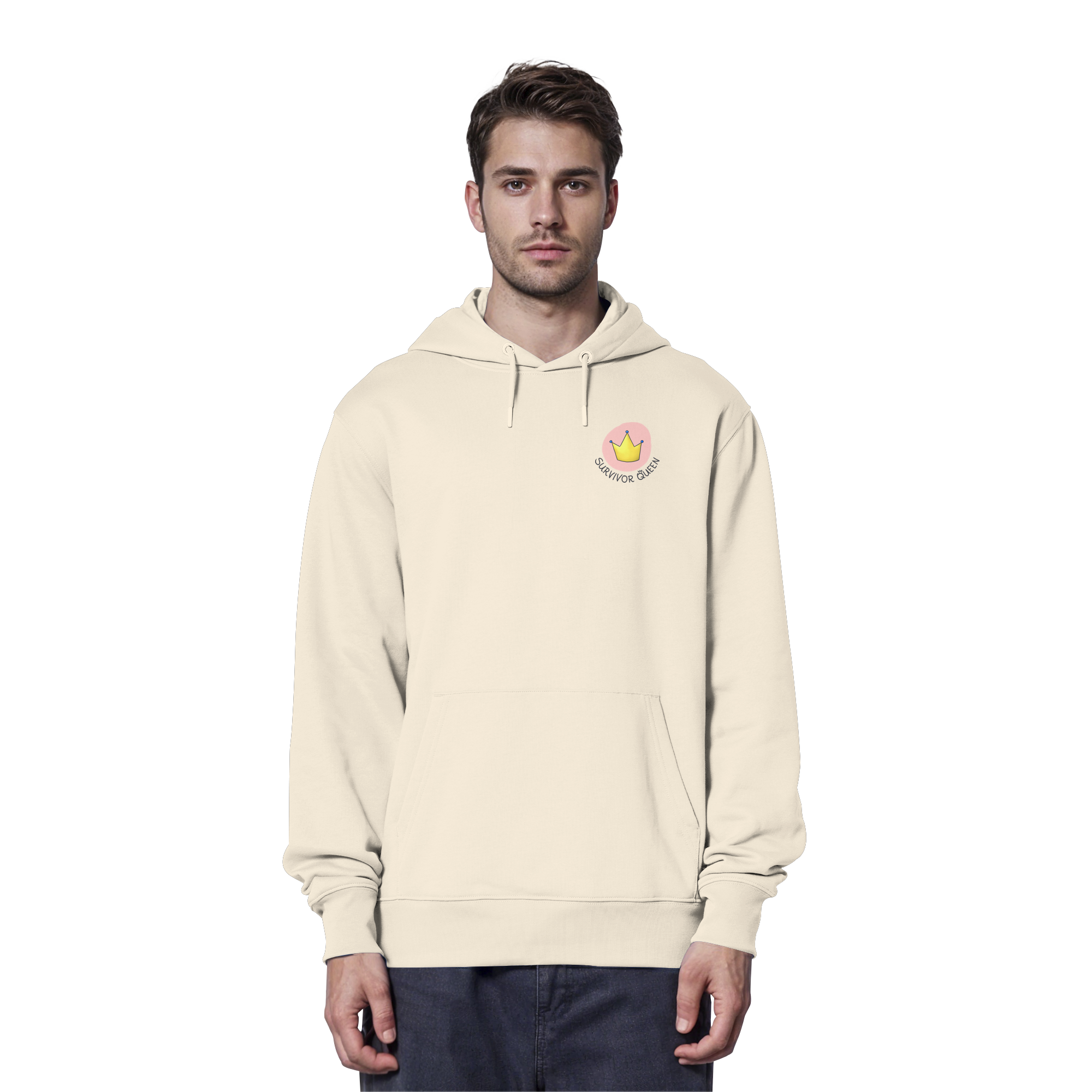 Survivor Queens Logo "Schriftzug Edition" Brustprint (hell) - Organic Hoodie