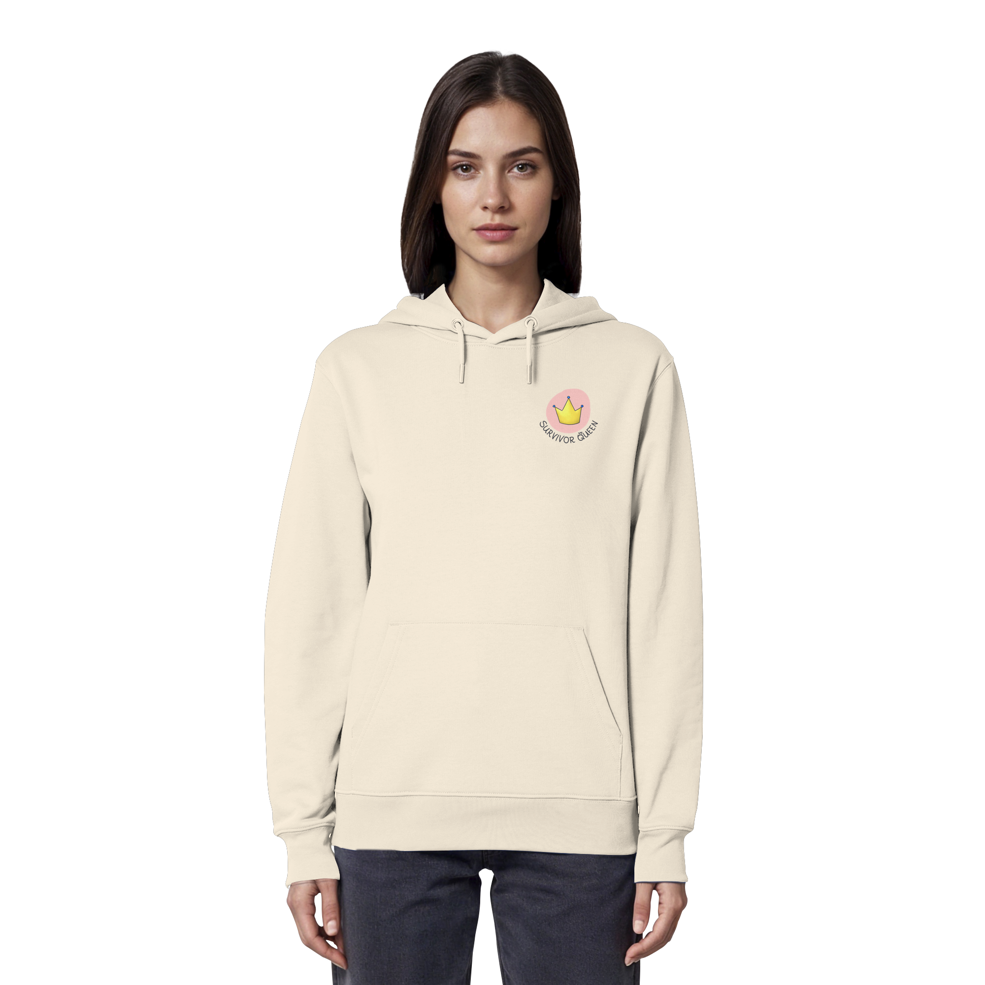 Survivor Queens Logo "Schriftzug Edition" Brustprint (hell) - Organic Hoodie