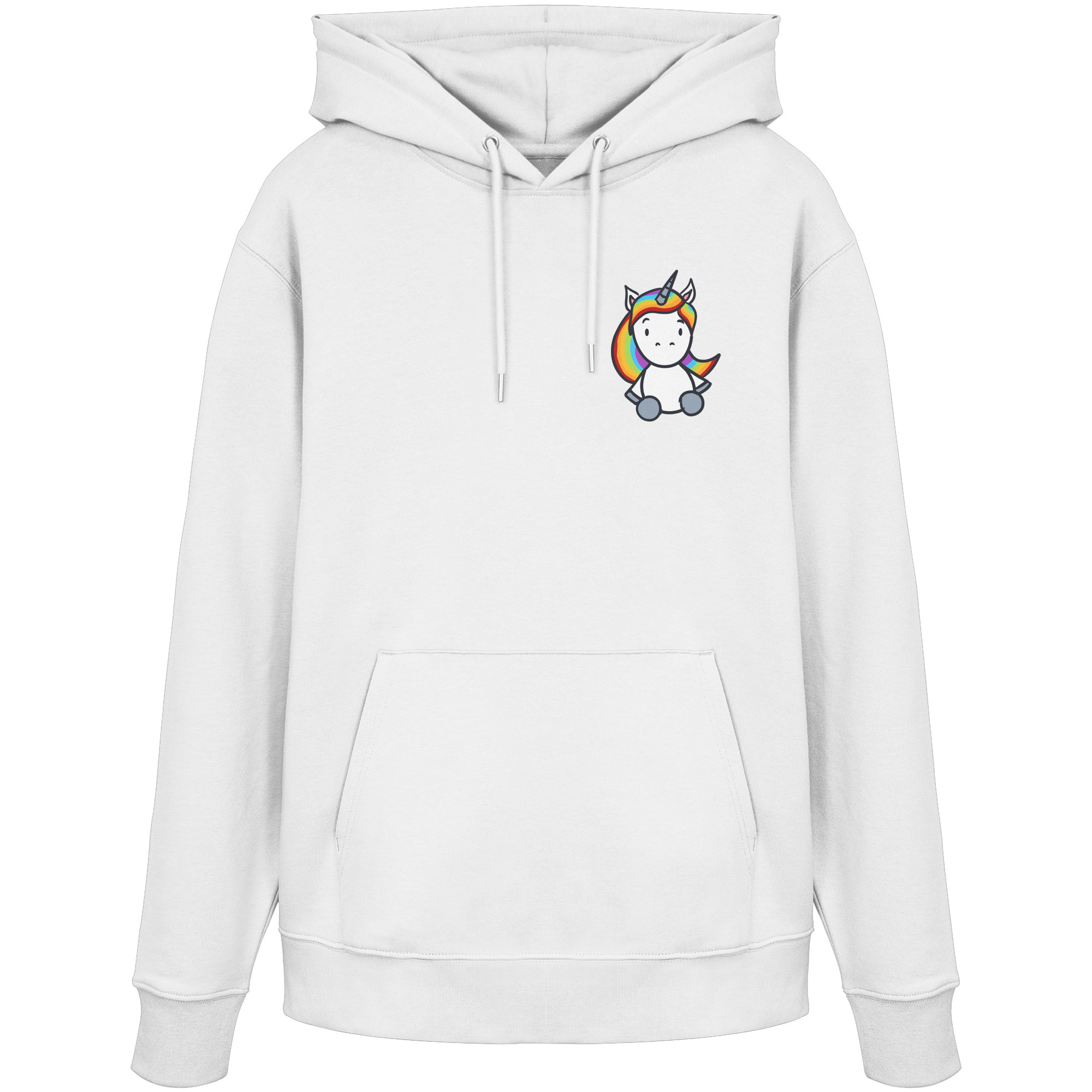 Schwarz Weiß wird Regenbogen Farben Backprint (hell) - Organic Hoodie