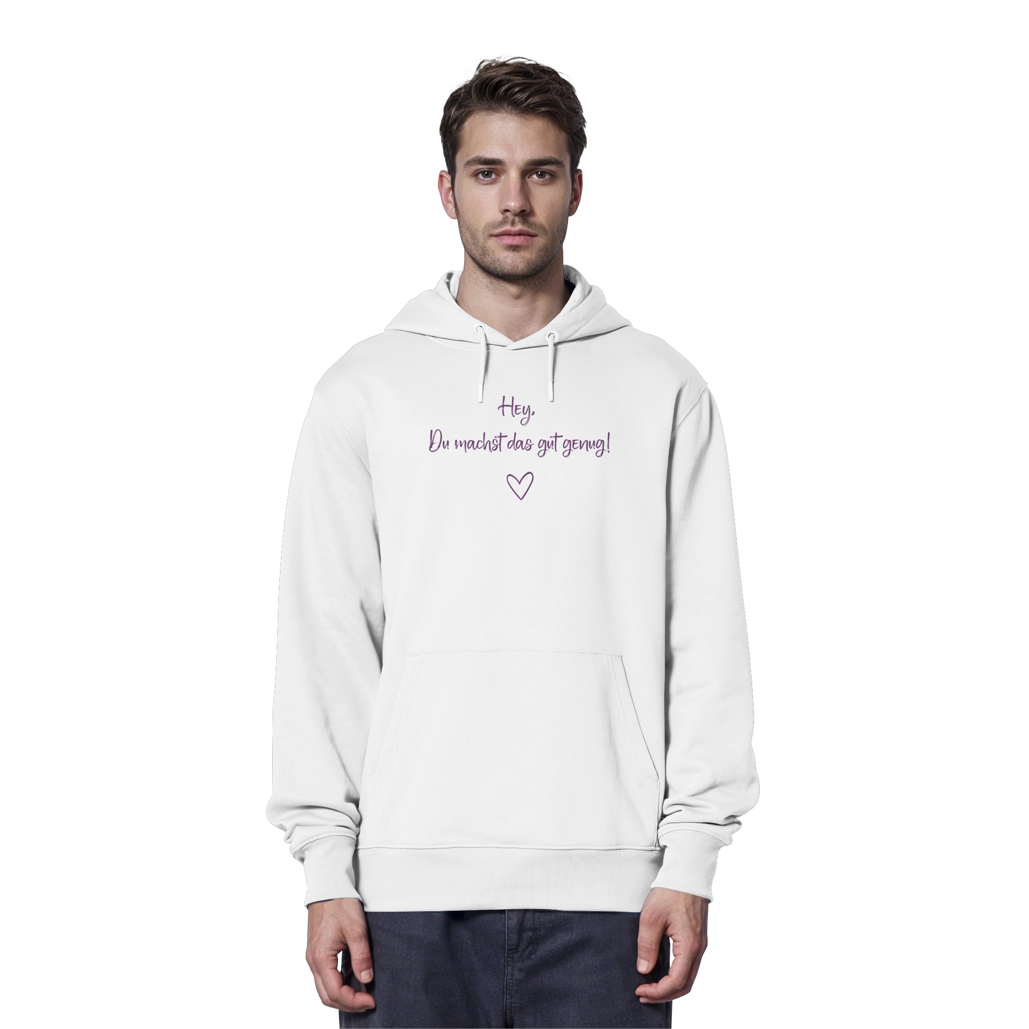 Hey, Du machst das gut genug! "Lila Herz Edition" - Organic Hoodie