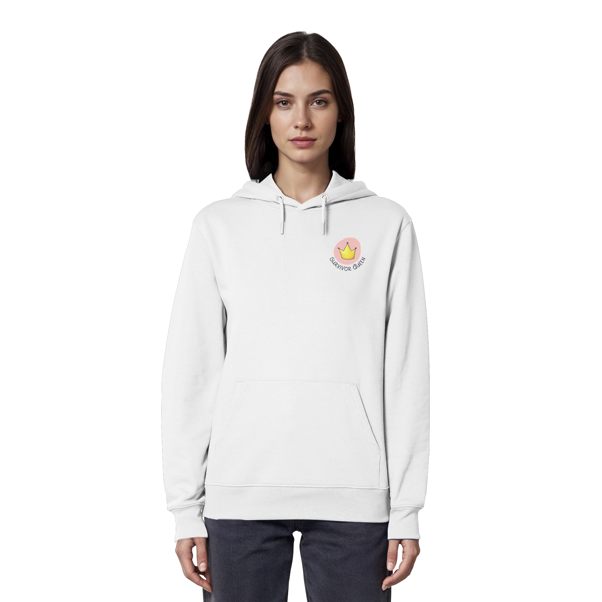 Survivor Queens Logo "Schriftzug Edition" Brustprint (hell) - Organic Hoodie