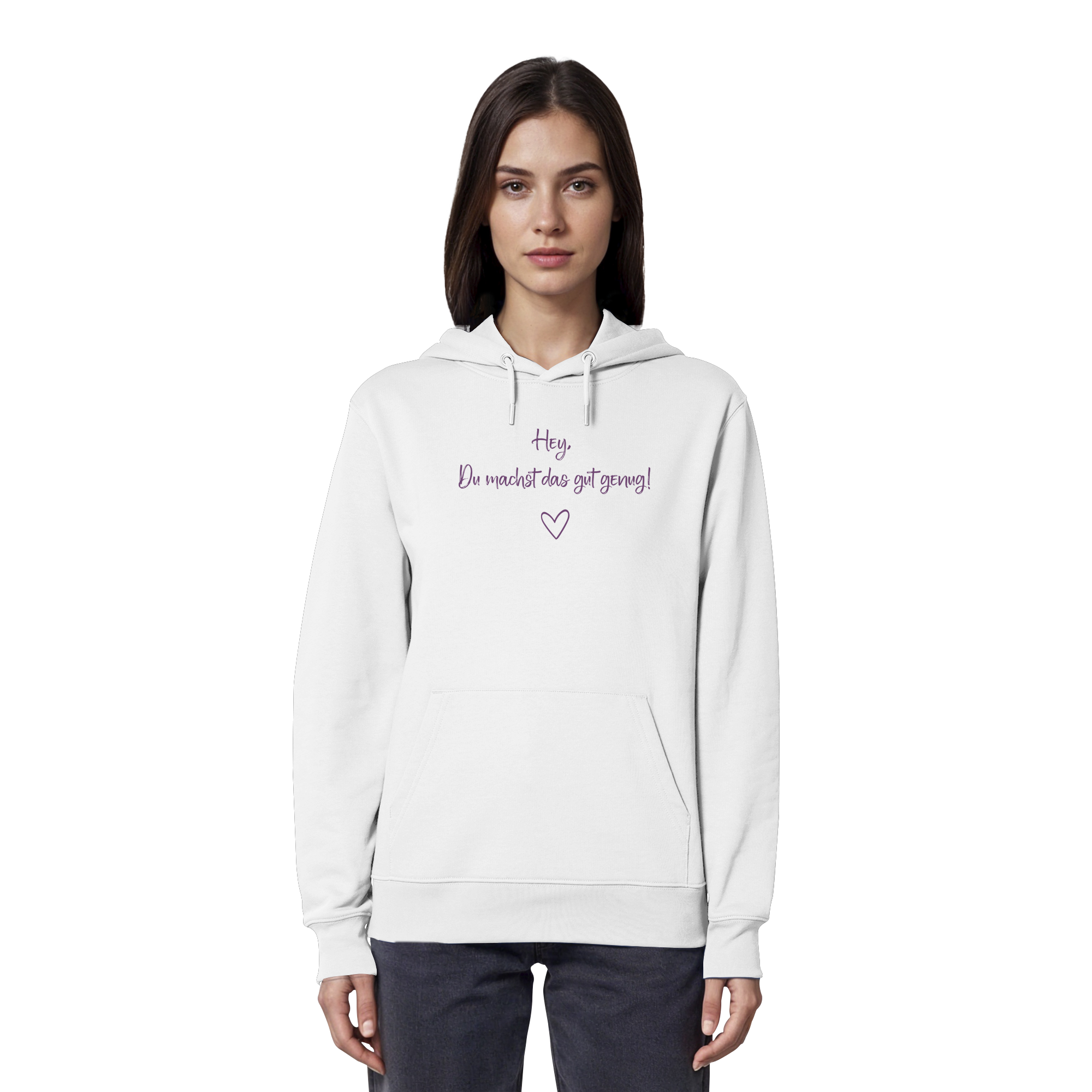 Hey, Du machst das gut genug! "Lila Herz Edition" - Organic Hoodie
