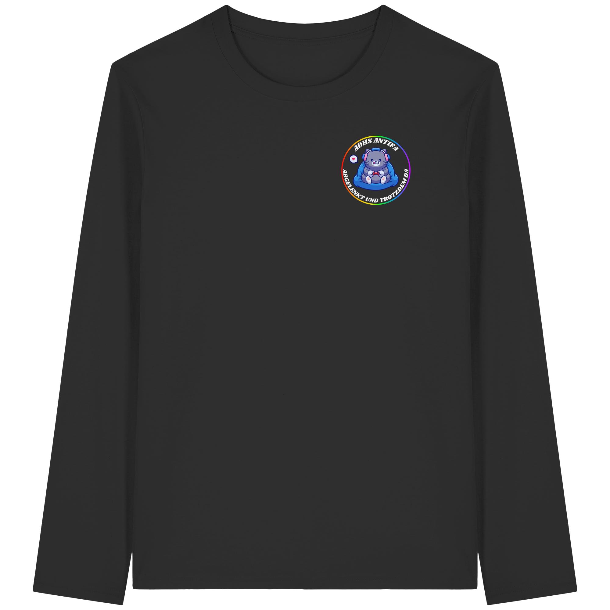 ADHS Antifa: Abgelenkt und trotzdem da "Gamer Cat Edition" - Organic Longsleeve T-Shirt