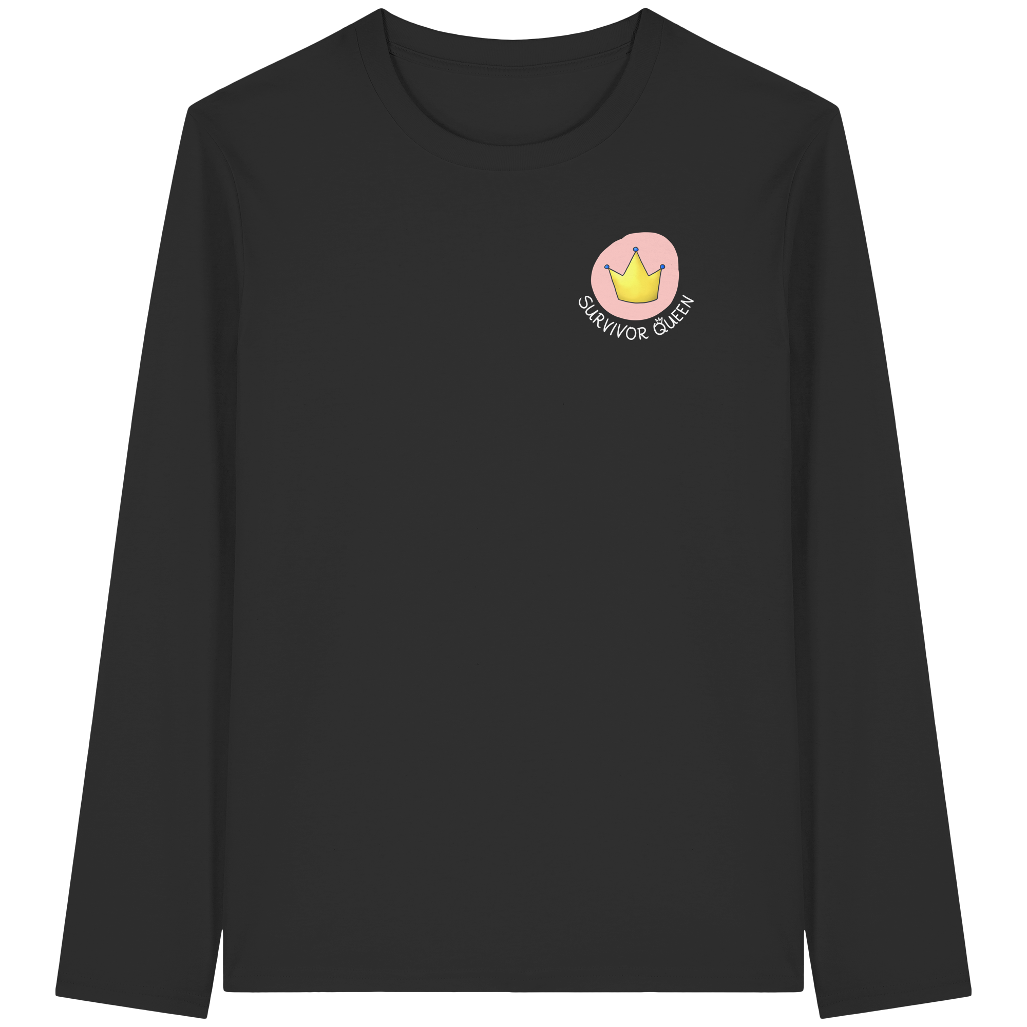 Survivor Queens Logo mit "Mein Körper gehört mir" Backprint (dunkel) - Organic Longsleeve T-Shirt