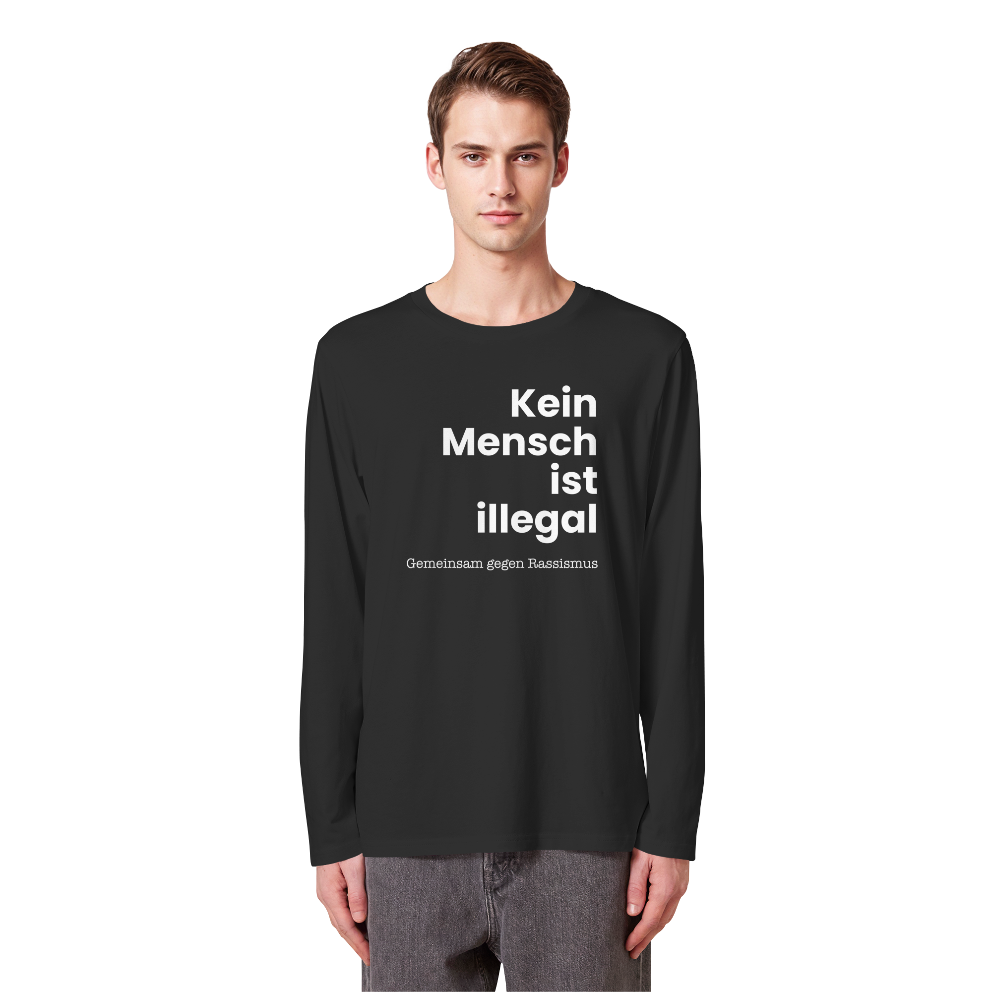 Kein Mensch ist illegal "Gemeinsam gegen Rassismus Edition" Frontprint - Organic Longsleeve T-Shirt