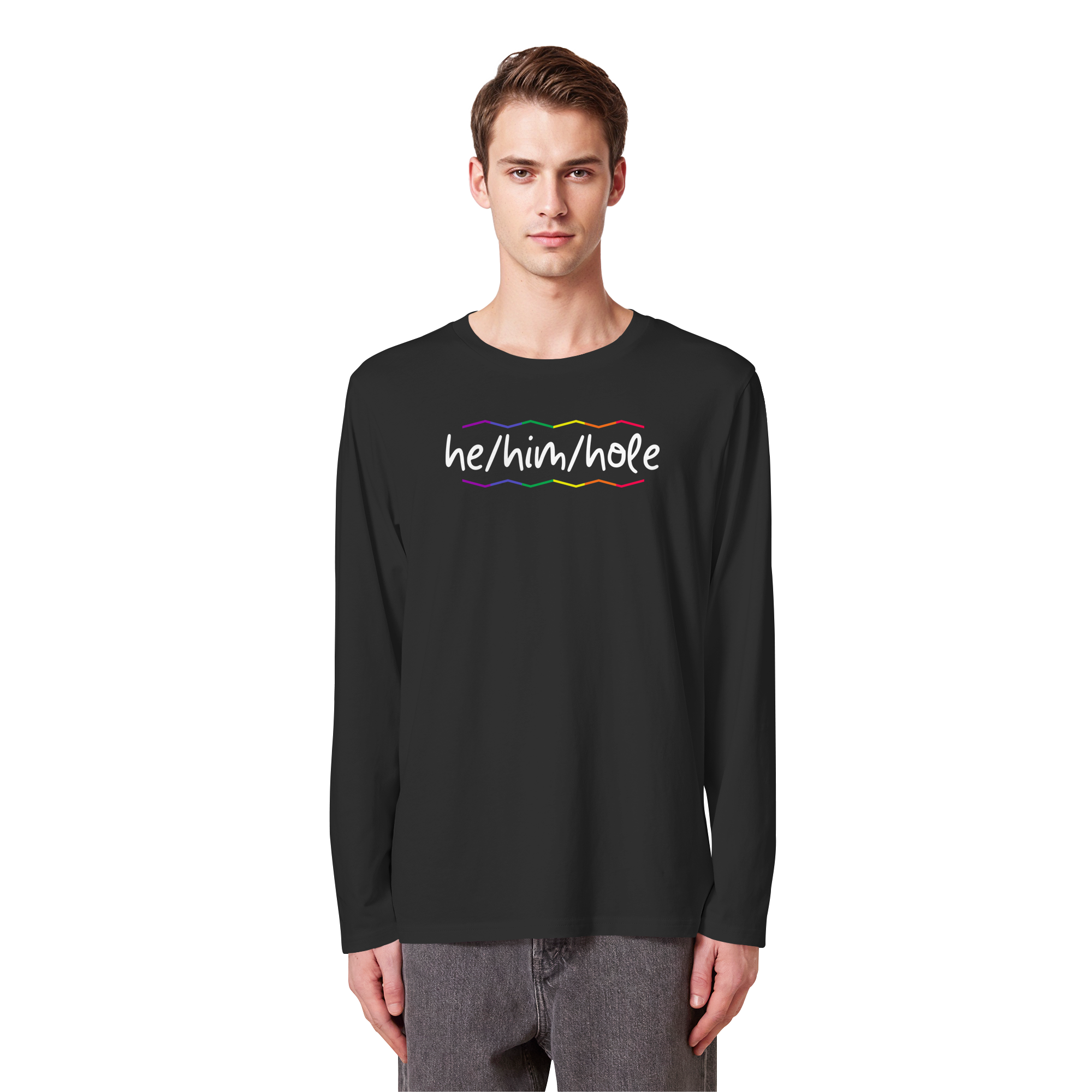 he/him/hole "Pride Waves Edition" - Organic Longsleeve T-Shirt