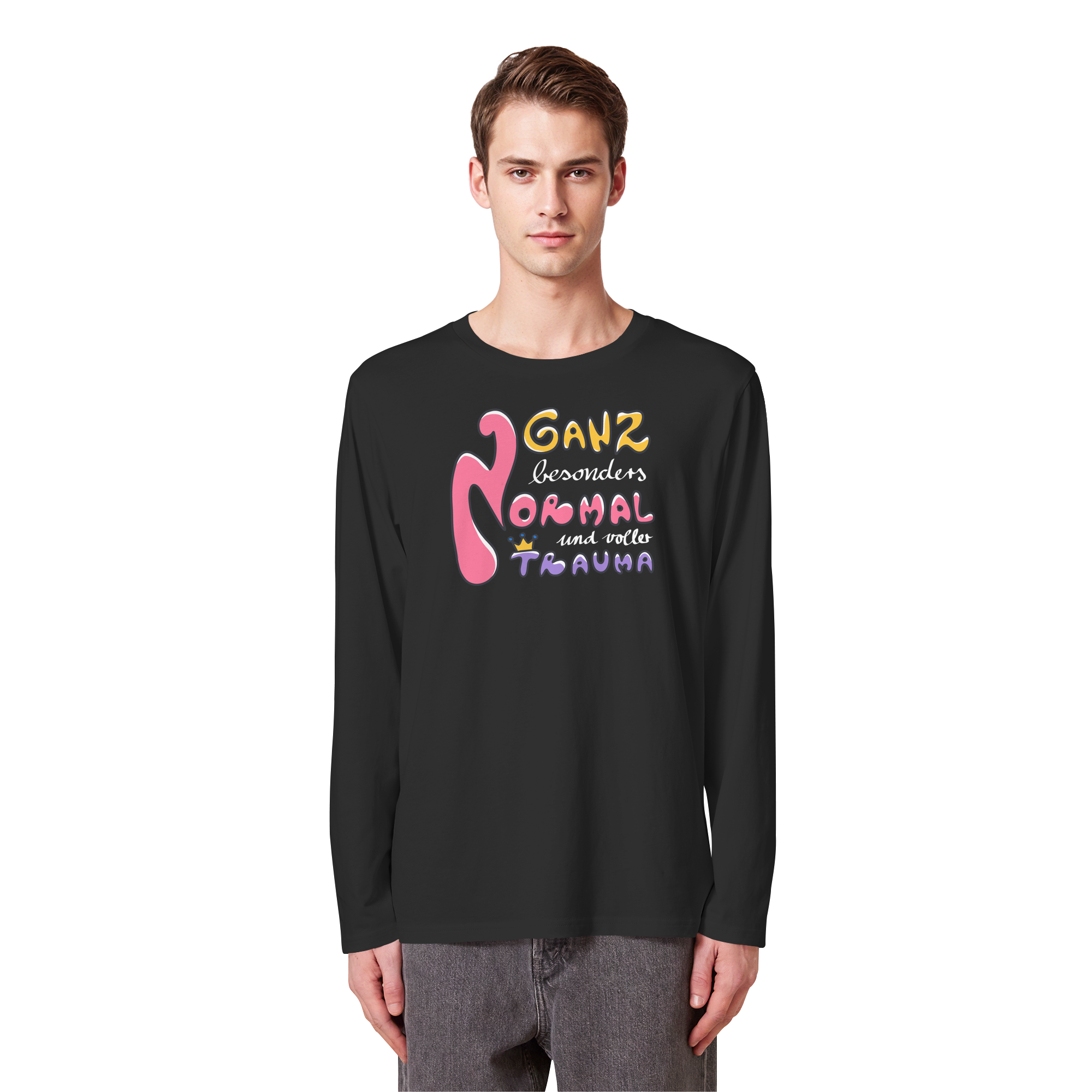 Ganz besonders Normal und voller Trauma "Bunte Edition" - Organic Longsleeve T-Shirt