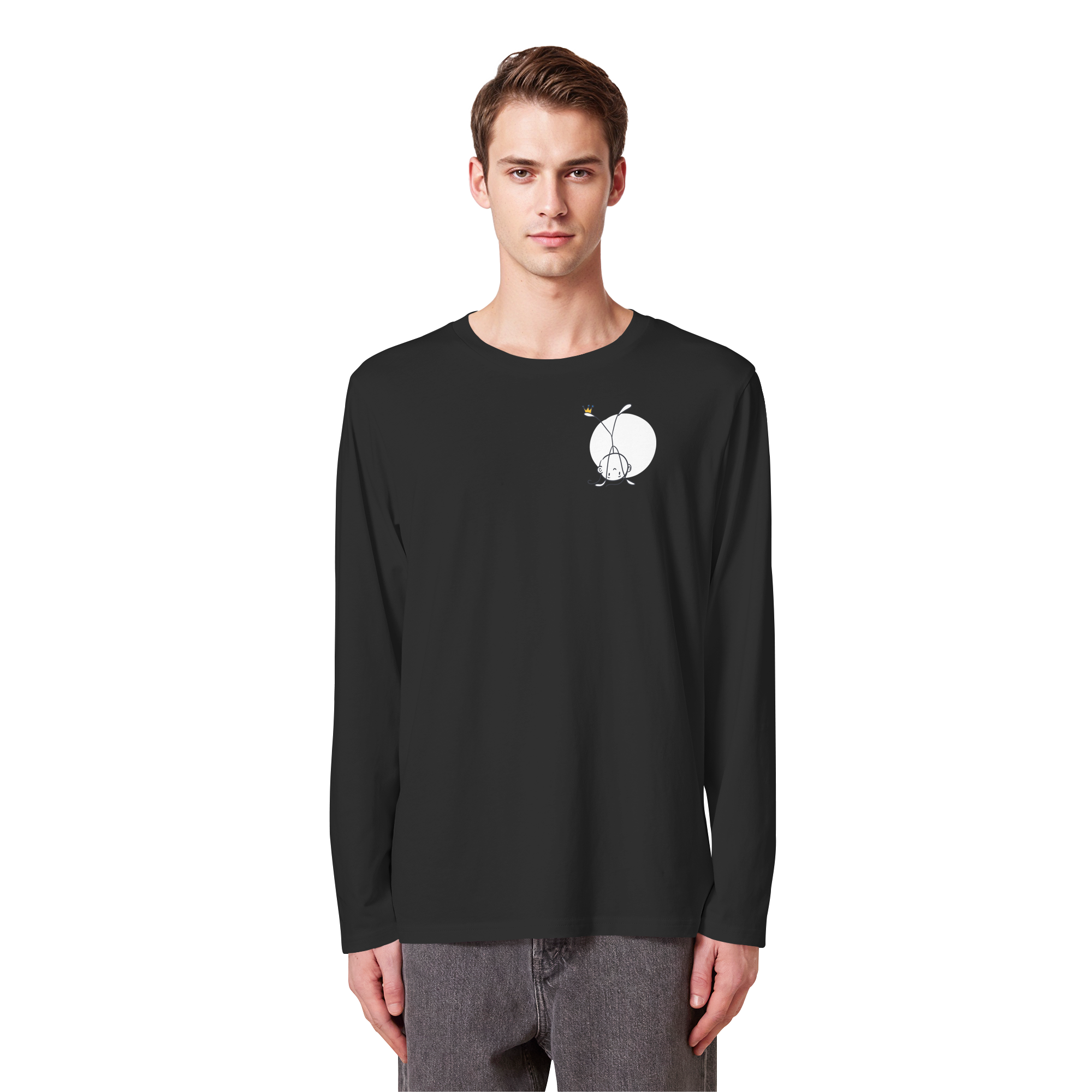 Seelenmännchen "Handstand Edition" Brustprint (dunkel) - Organic Longsleeve T-Shirt