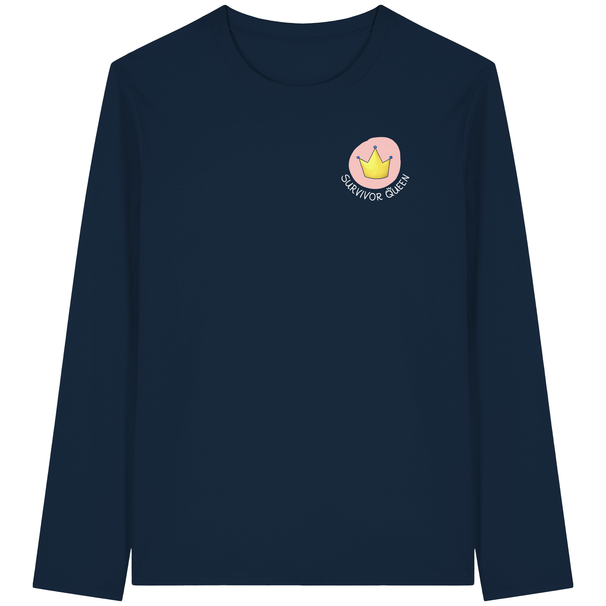 Survivor Queens Logo mit "Mein Körper gehört mir" Backprint (dunkel) - Organic Longsleeve T-Shirt