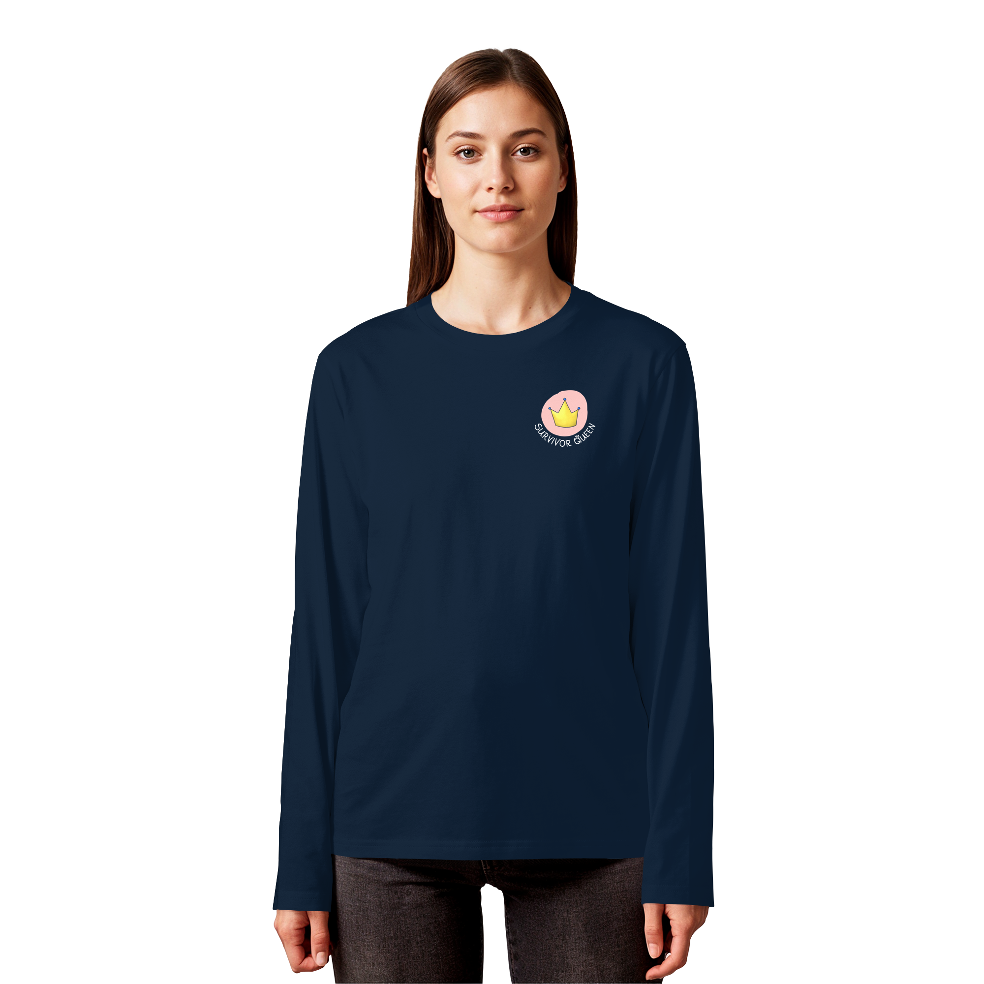 Survivor Queens Logo "Schriftzug Edition" Brustprint (dunkel) - Organic Longsleeve T-Shirt