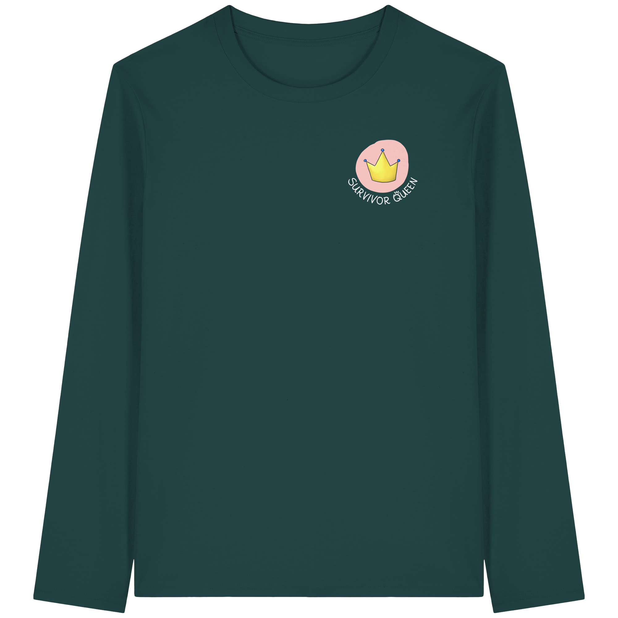 Survivor Queens Logo mit "Mein Körper gehört mir" Backprint (dunkel) - Organic Longsleeve T-Shirt