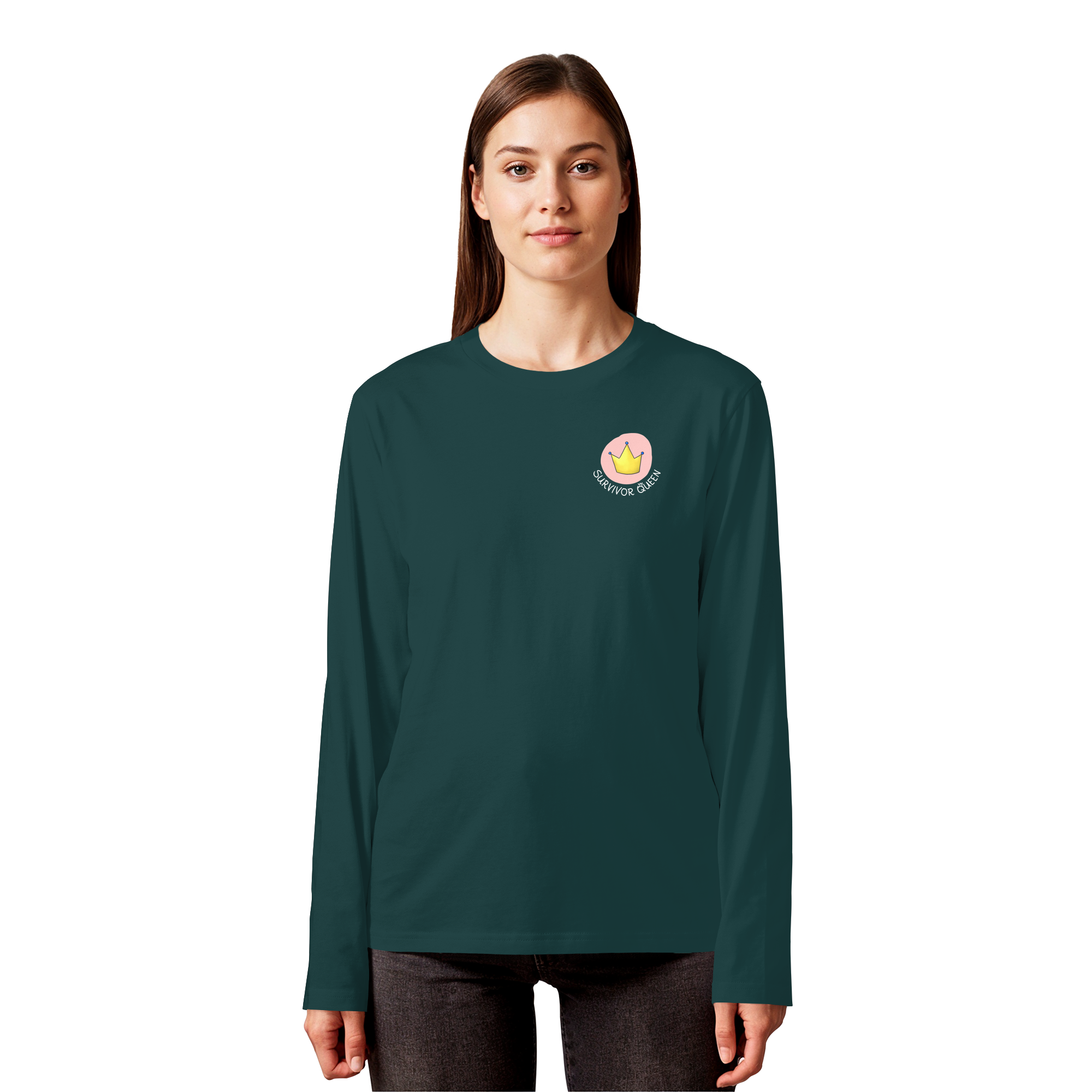 Survivor Queens Logo "Schriftzug Edition" Brustprint (dunkel) - Organic Longsleeve T-Shirt