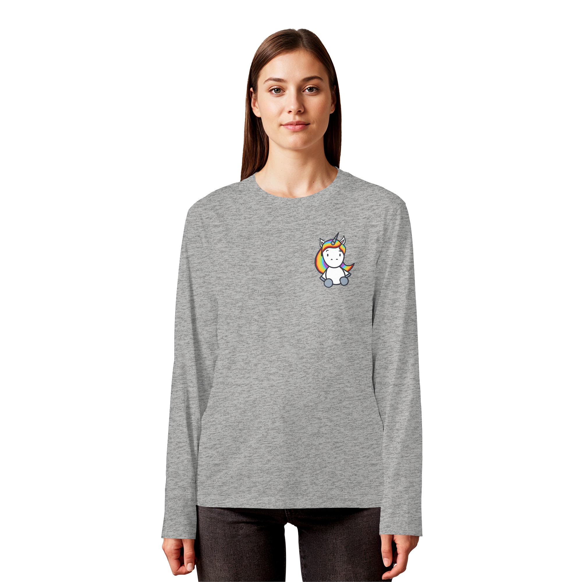 Schwarz Weiß wird Regenbogen Farben Backprint (hell) - Organic Longsleeve T-Shirt
