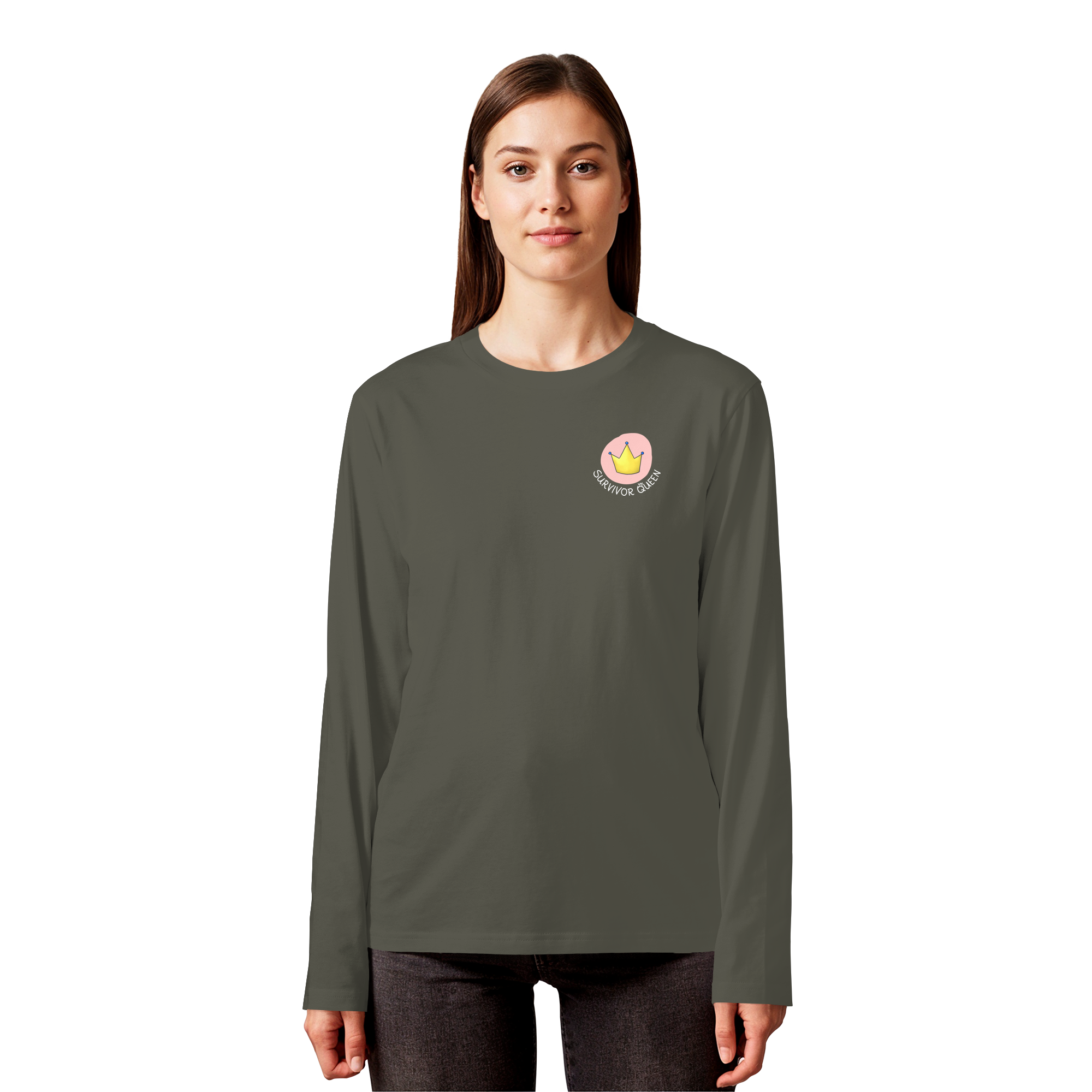 Survivor Queens Logo "Schriftzug Edition" Brustprint (dunkel) - Organic Longsleeve T-Shirt