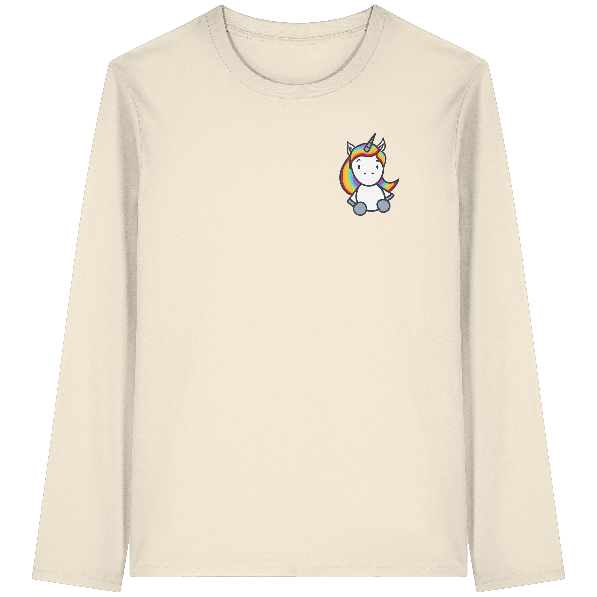 Einhorn mit Regenbogen Haaren - Organic Longsleeve T-Shirt