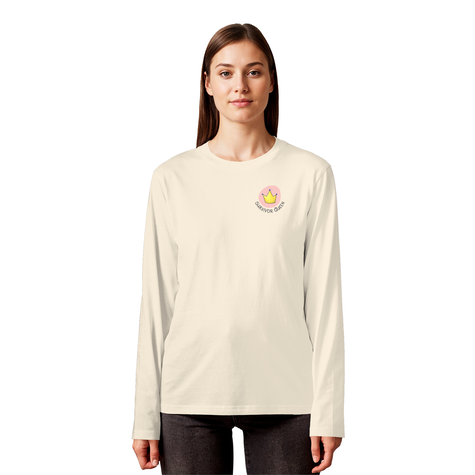 Survivor Queens Logo "Schriftzug Edition" Brustprint (hell) - Organic Longsleeve T-Shirt