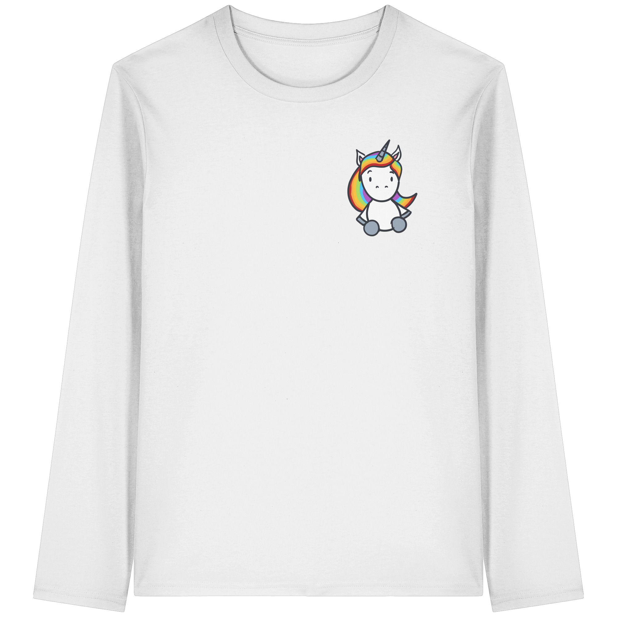 Schwarz Weiß wird Regenbogen Farben Backprint (hell) - Organic Longsleeve T-Shirt