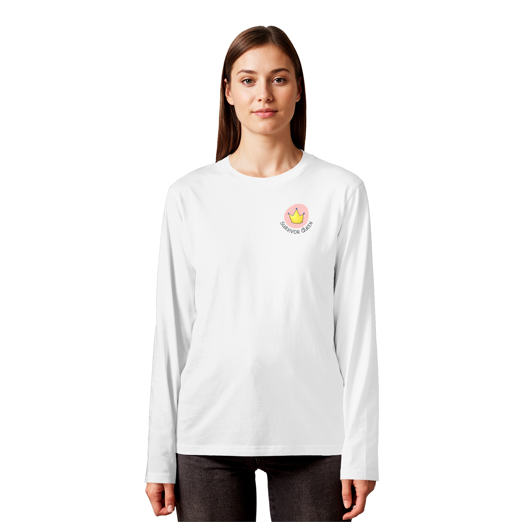 Survivor Queens Logo "Schriftzug Edition" Brustprint (hell) - Organic Longsleeve T-Shirt