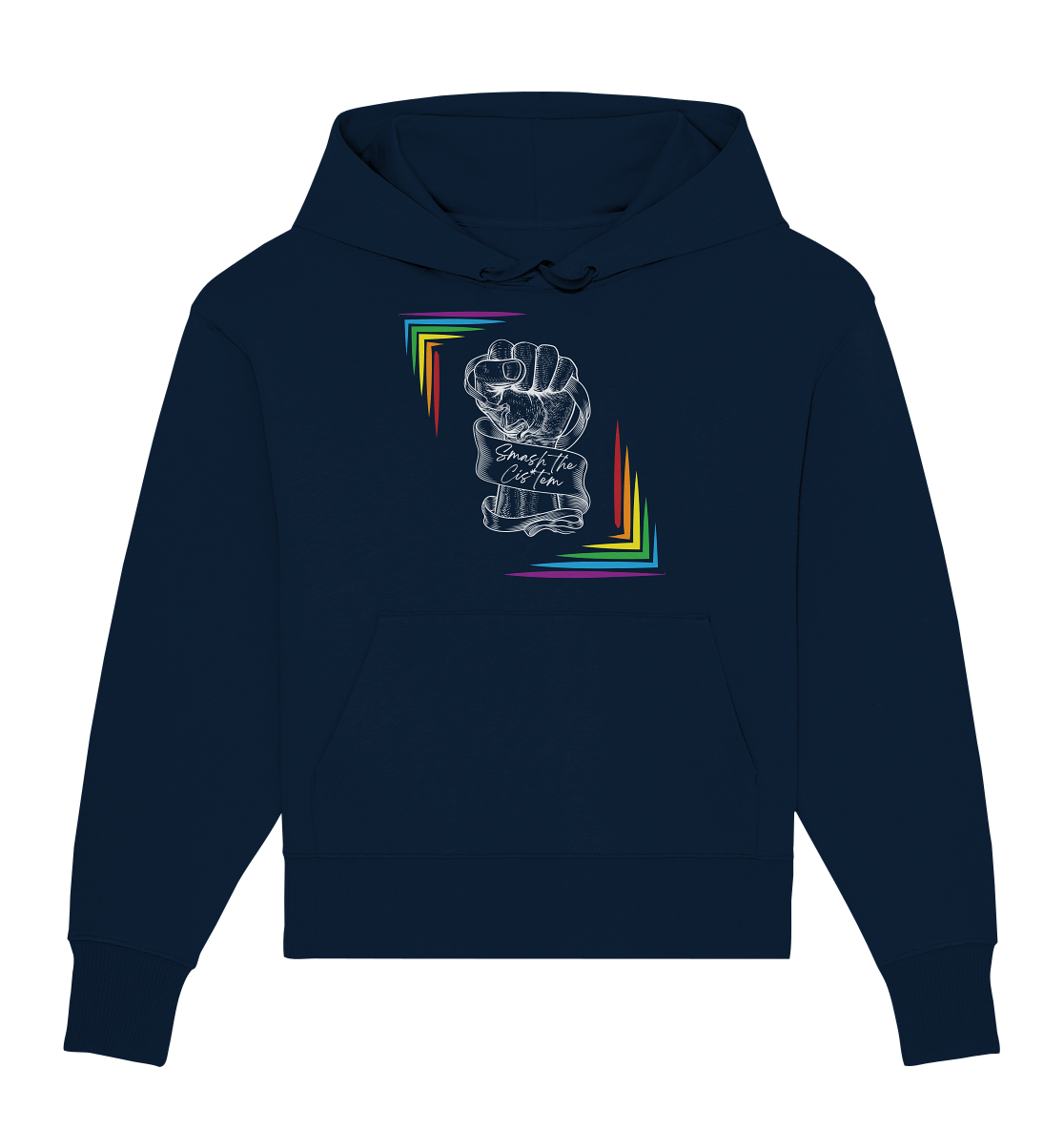 Smash The Cistem (weiße Schrift) - Organic Oversize Hoodie