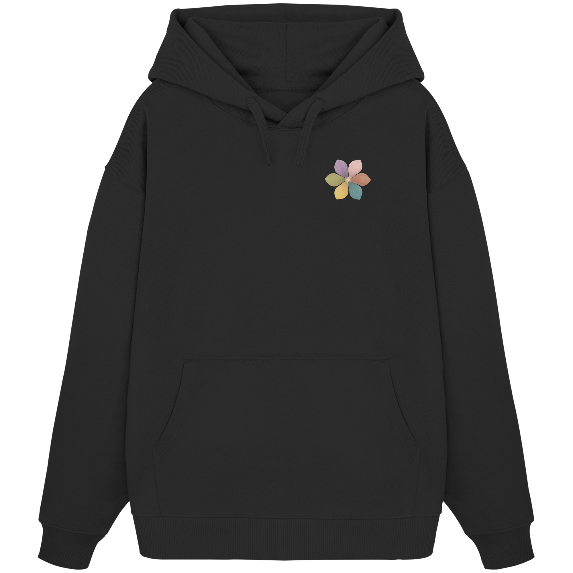 Einatmen Ausatmen "Achtsamkeitsblüte Edition" Backprint - Organic Oversize Hoodie