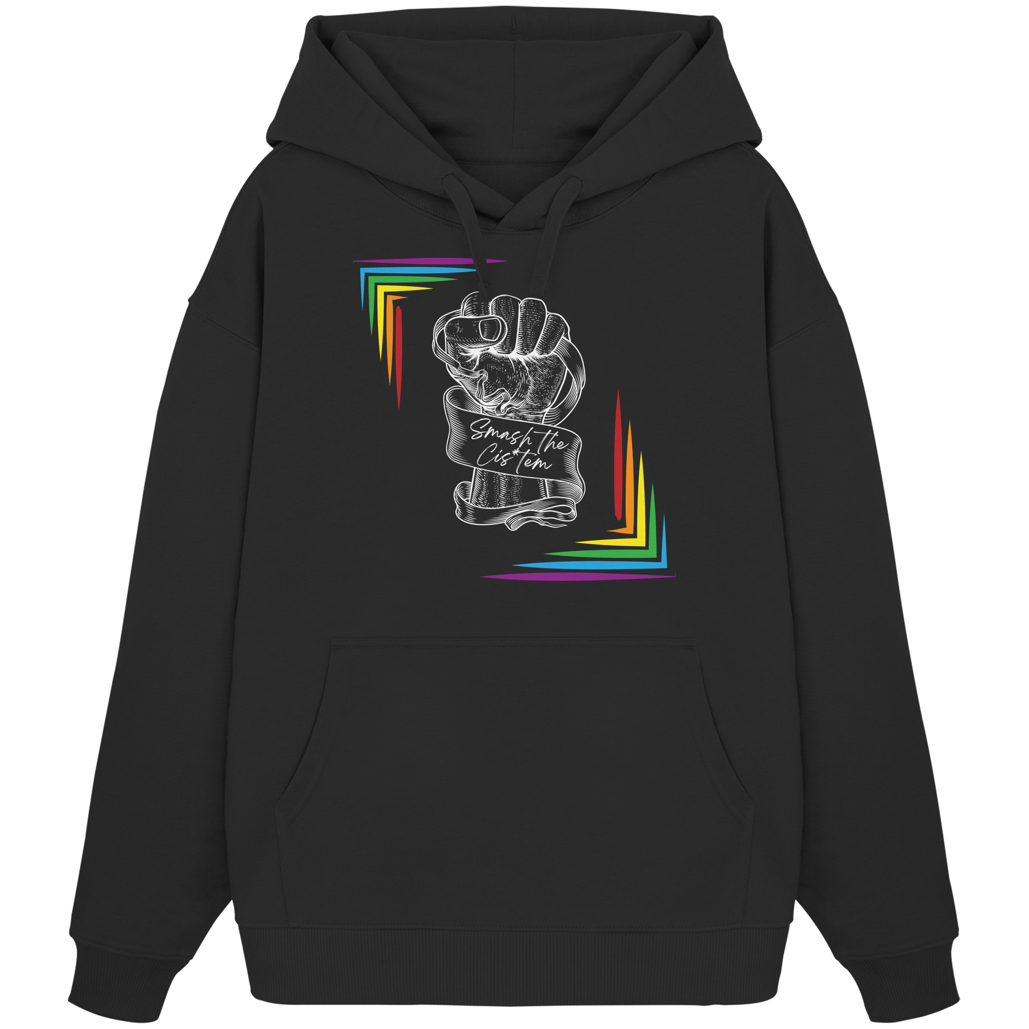 Smash The Cistem (weiße Schrift) - Organic Oversize Hoodie