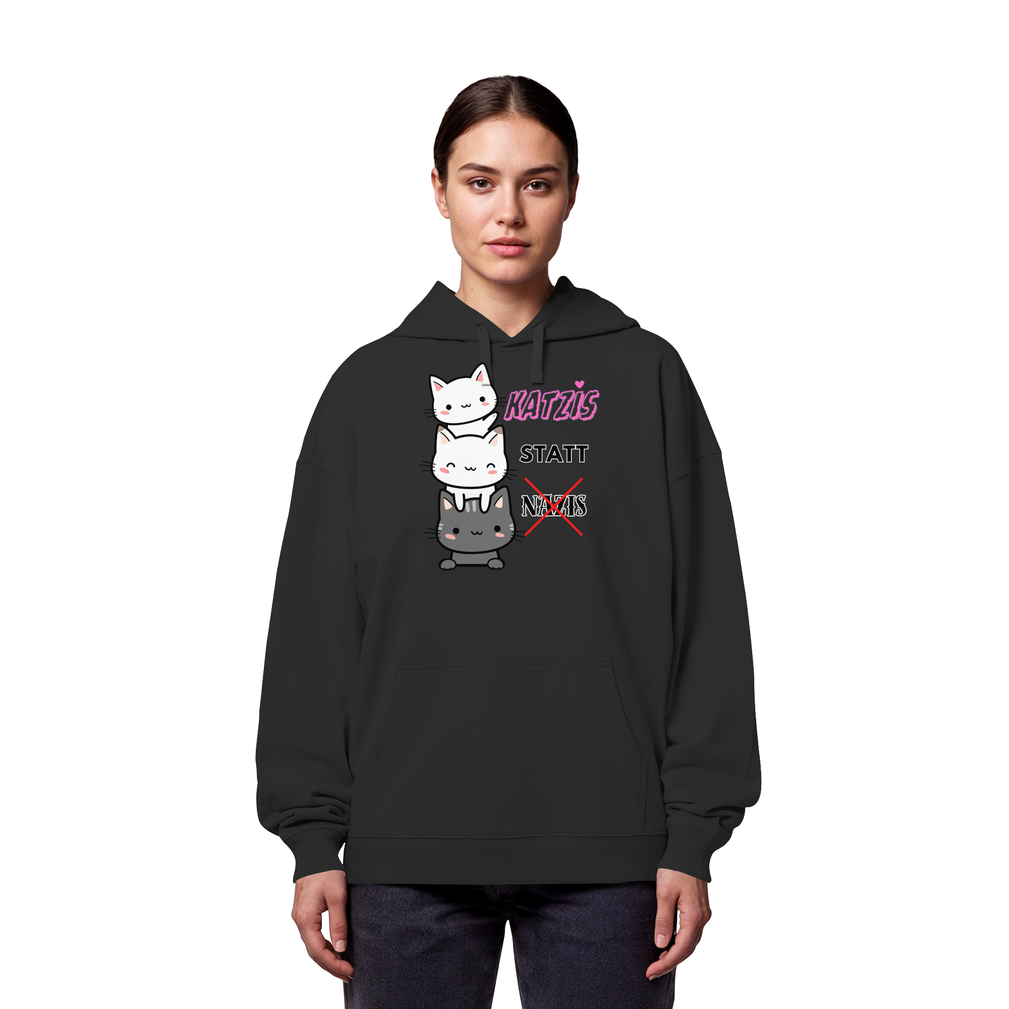 Katzis statt Nazis - Organic Oversize Hoodie