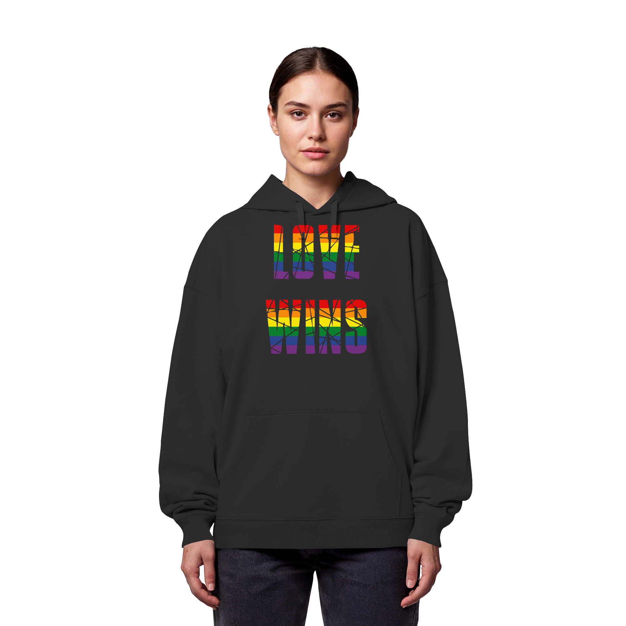 LOVE WINS in Regenbogen Farben - Organic Oversize Hoodie