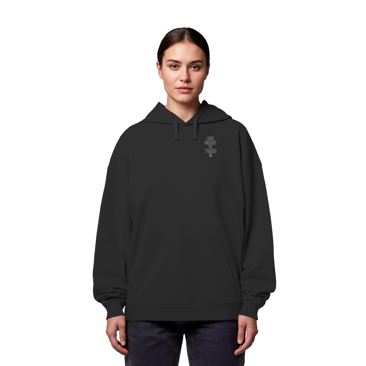 Nonbinary is Trans "Statement Edition" Stick - Organic Oversize Hoodie